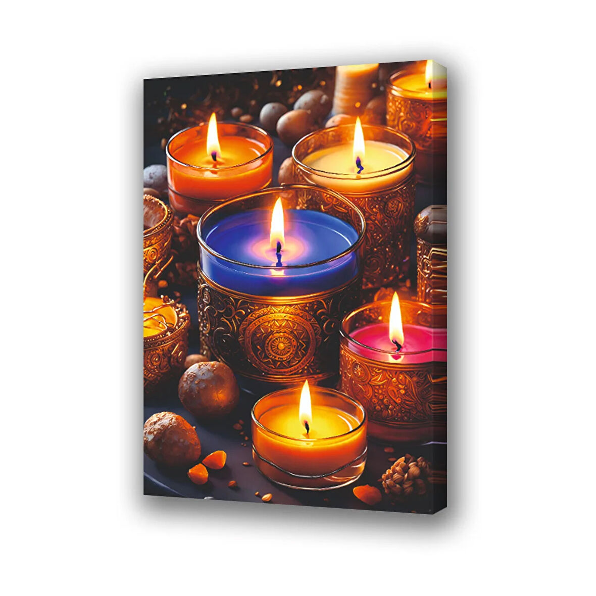 renkli mumlar baskılı kanvas duvar tablosu