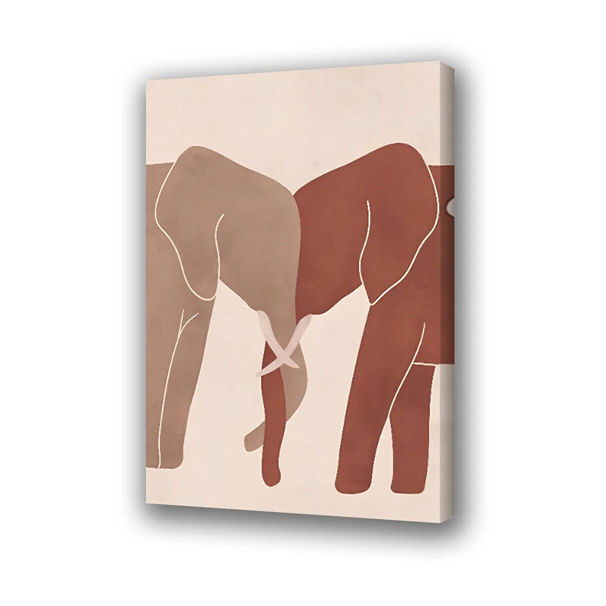 Çift fil baskılı kanvas duvar tablosu