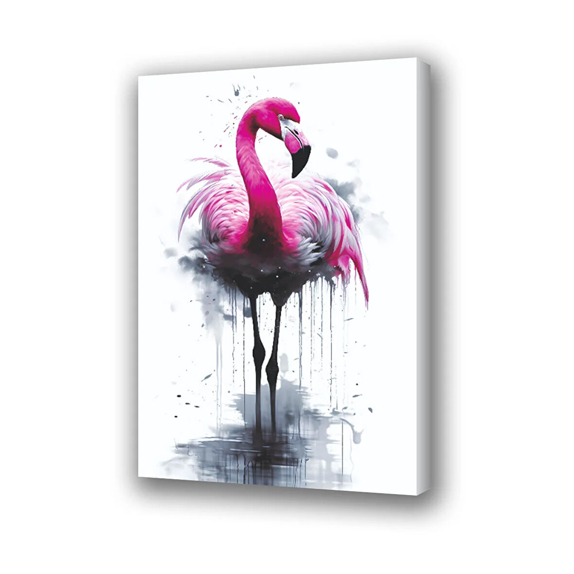 pembe kuğu estetik baskılı kanvas duvar tablosu