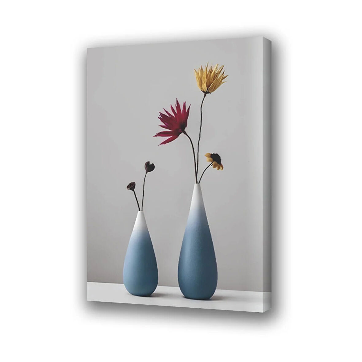 vazo çiçek baskılı kanvas duvar tablosu