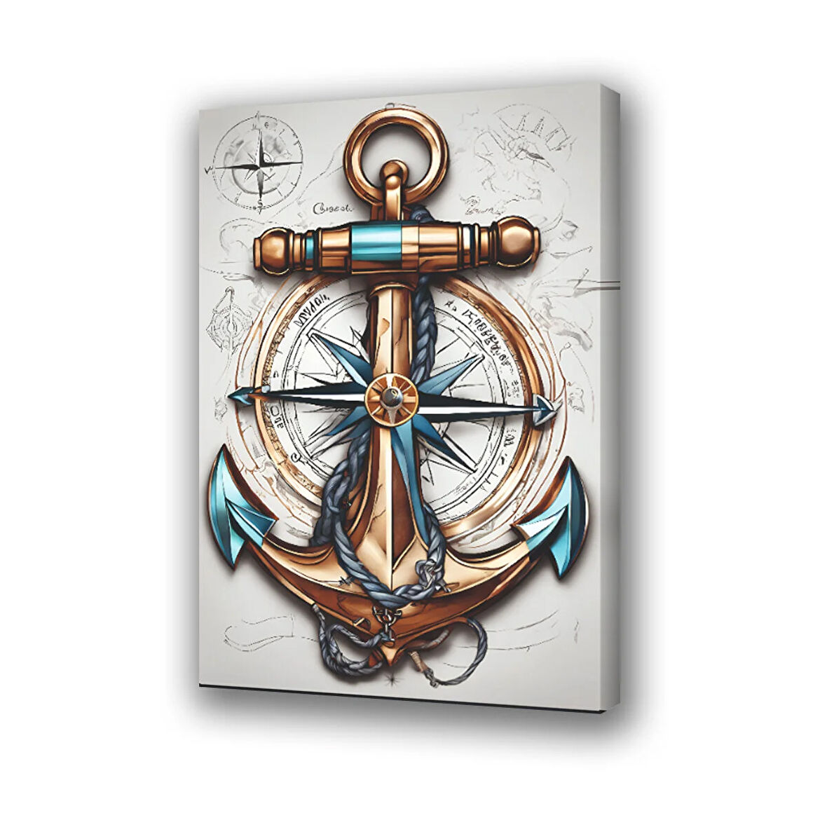 gemici dümen denizci baskılı kanvas duvar tablosu