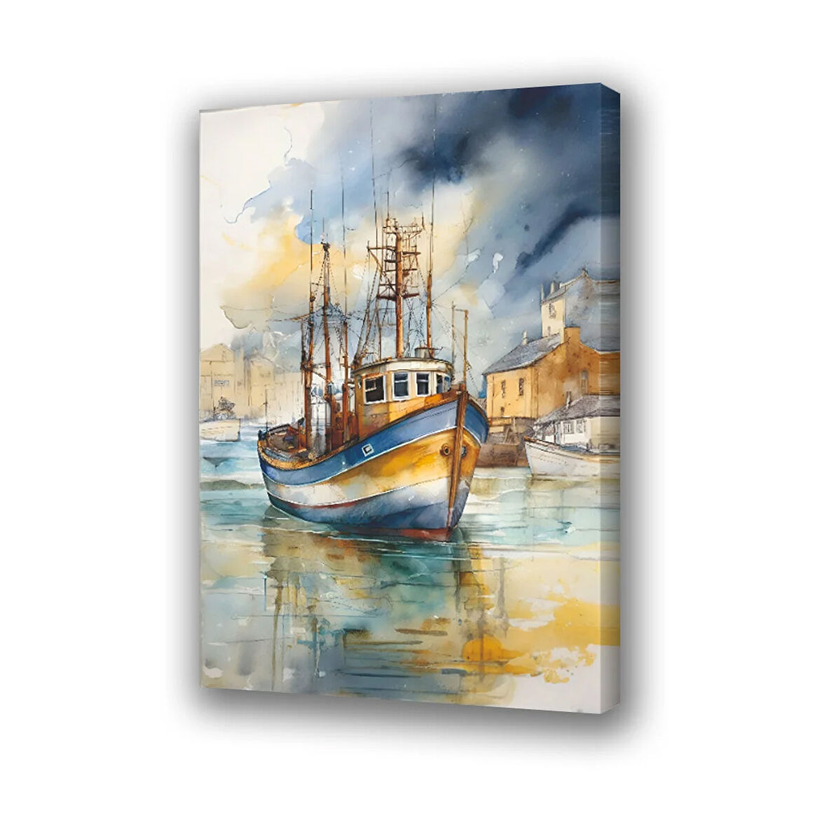 balıkçı teknesi baskılı kanvas duvar tablosu