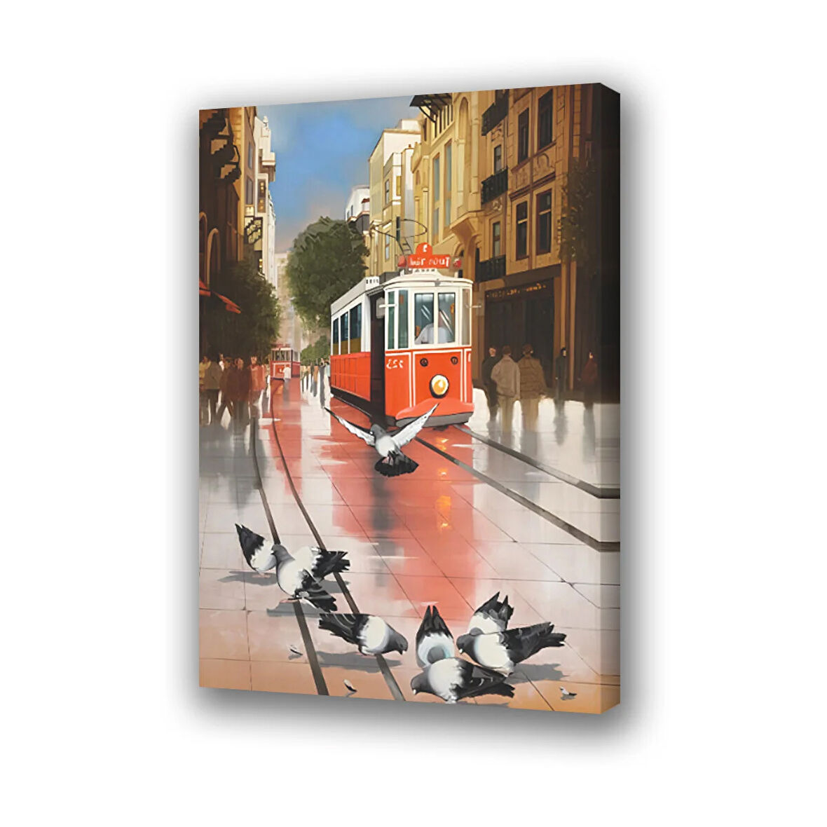 güvercin tranway baskılı kanvas duvar tablosu