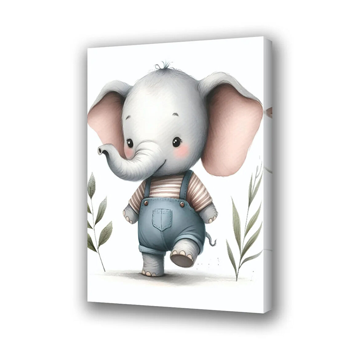 sevimli yavru fil baskılı kanvas duvar tablosu