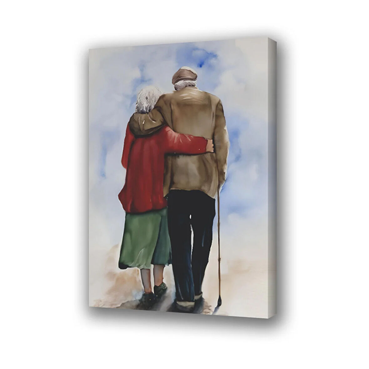 yaşlı çift baskılı kanvas duvar tablosu