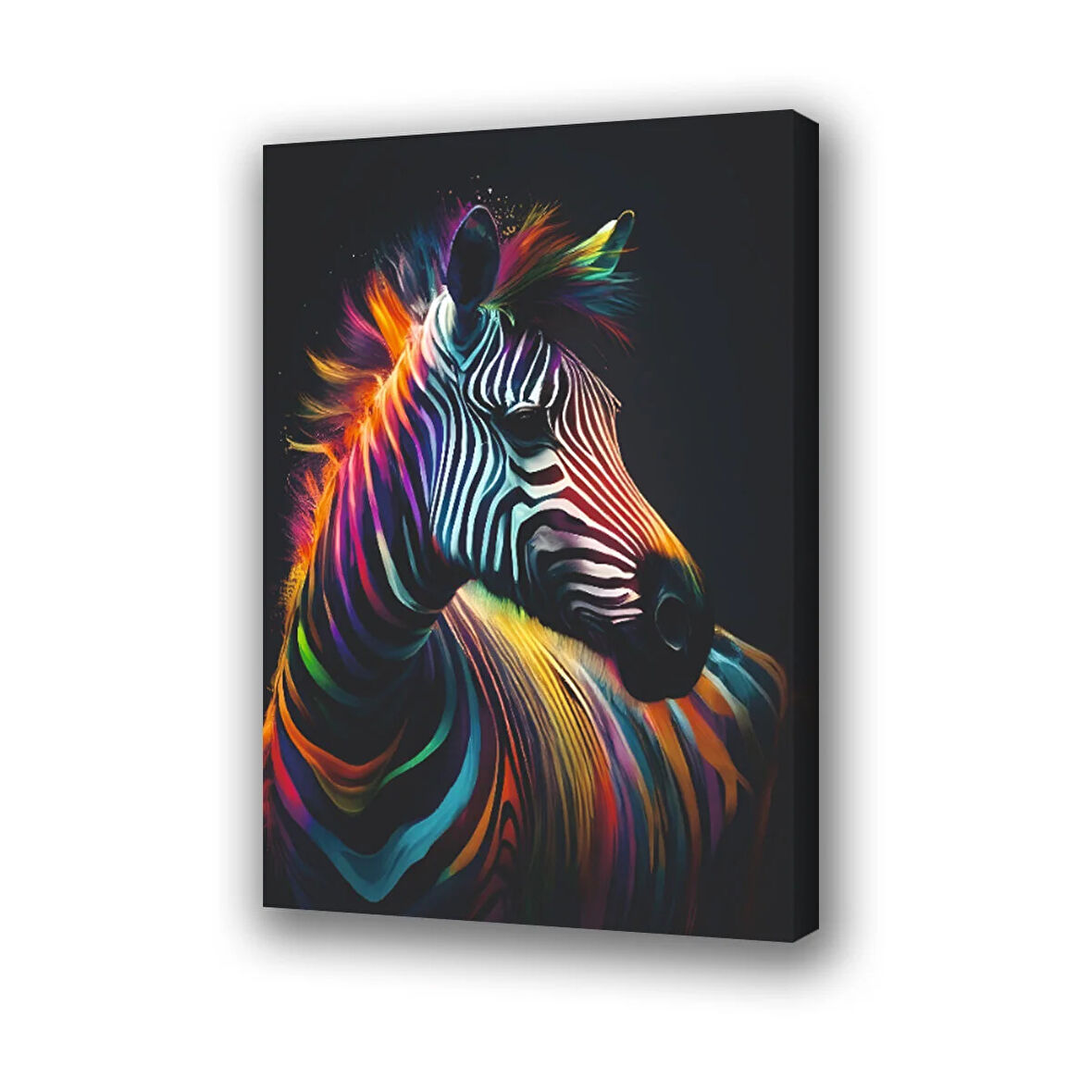 zebra renkli desenli baskılı kanvas duvar tablosu