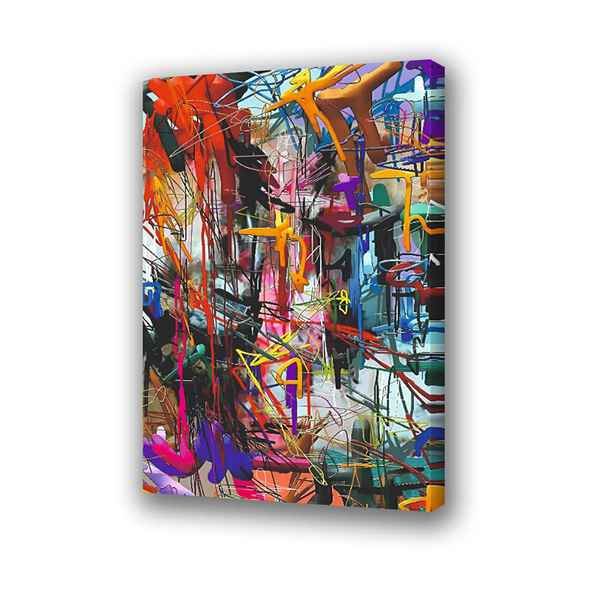 karmaşık sanatsal çizgiler baskılı kanvas duvar tablosu