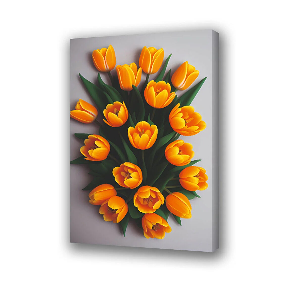 turuncu çiçekler baskılı kanvas duvar tablosu