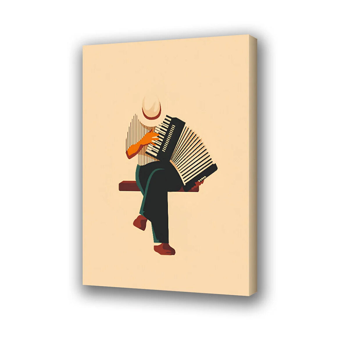 akordion sokak sanatçısı baskılı kanvas duvar tablosu