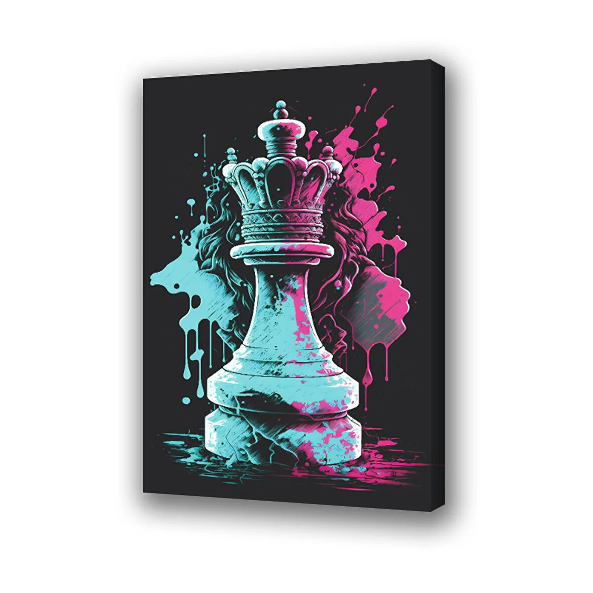 şah mat satranç baskılı kanvas duvar tablosu