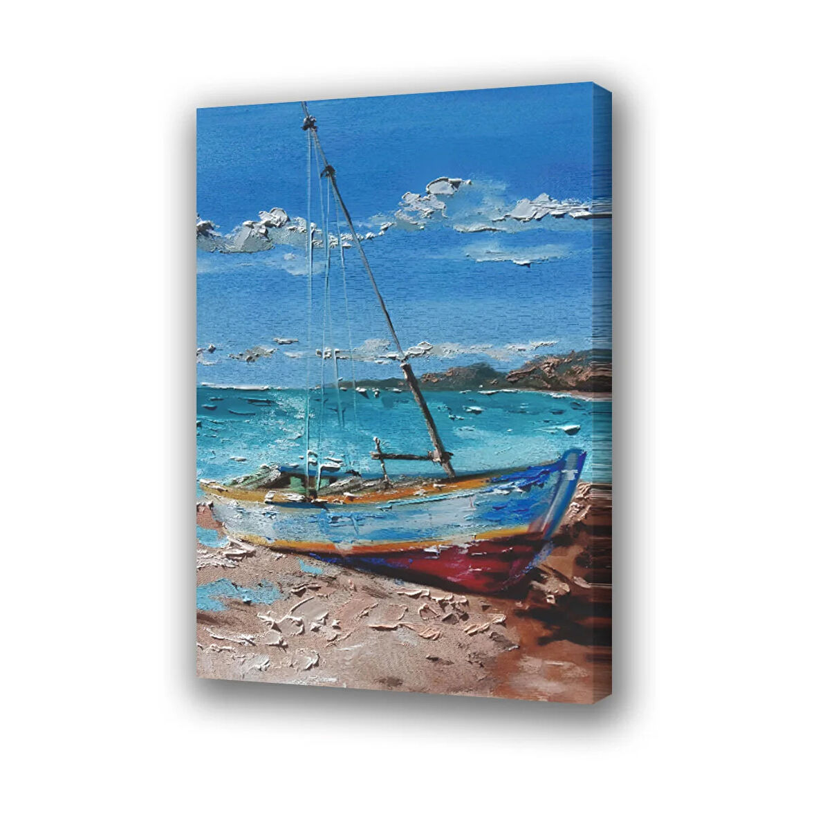 Kumsal tekne kumlar baskılı kanvas duvar tablosu