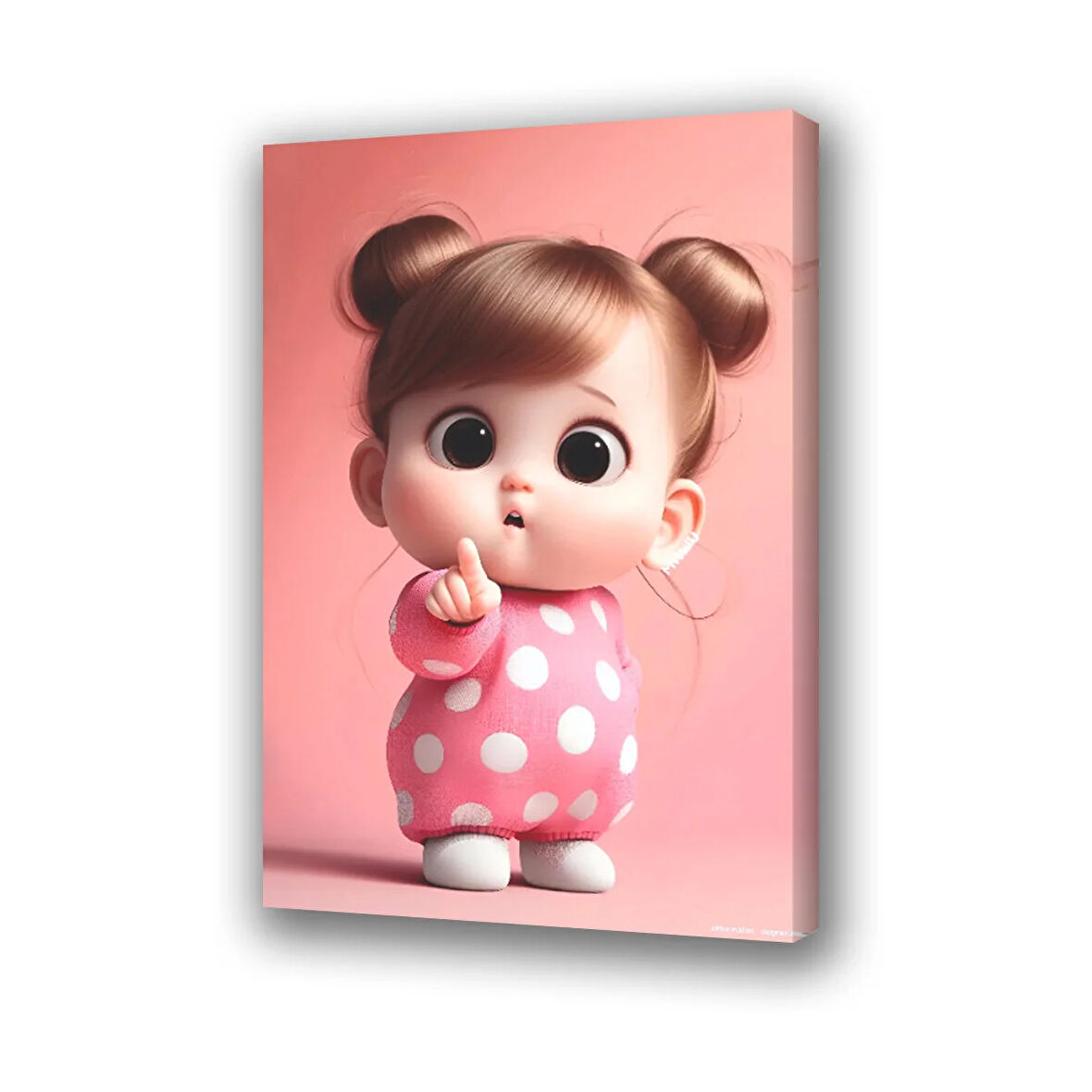 Şaşkın kız çocuk baskılı kanvas duvar tablosu
