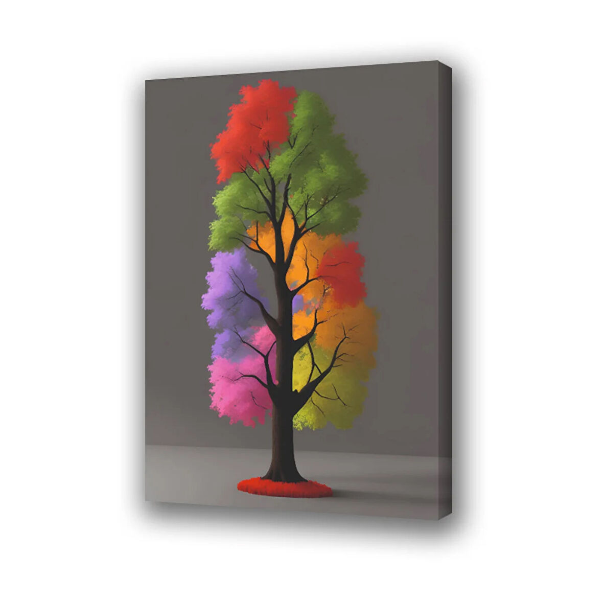 renkli ağaç baskılı kanvas duvar tablosu