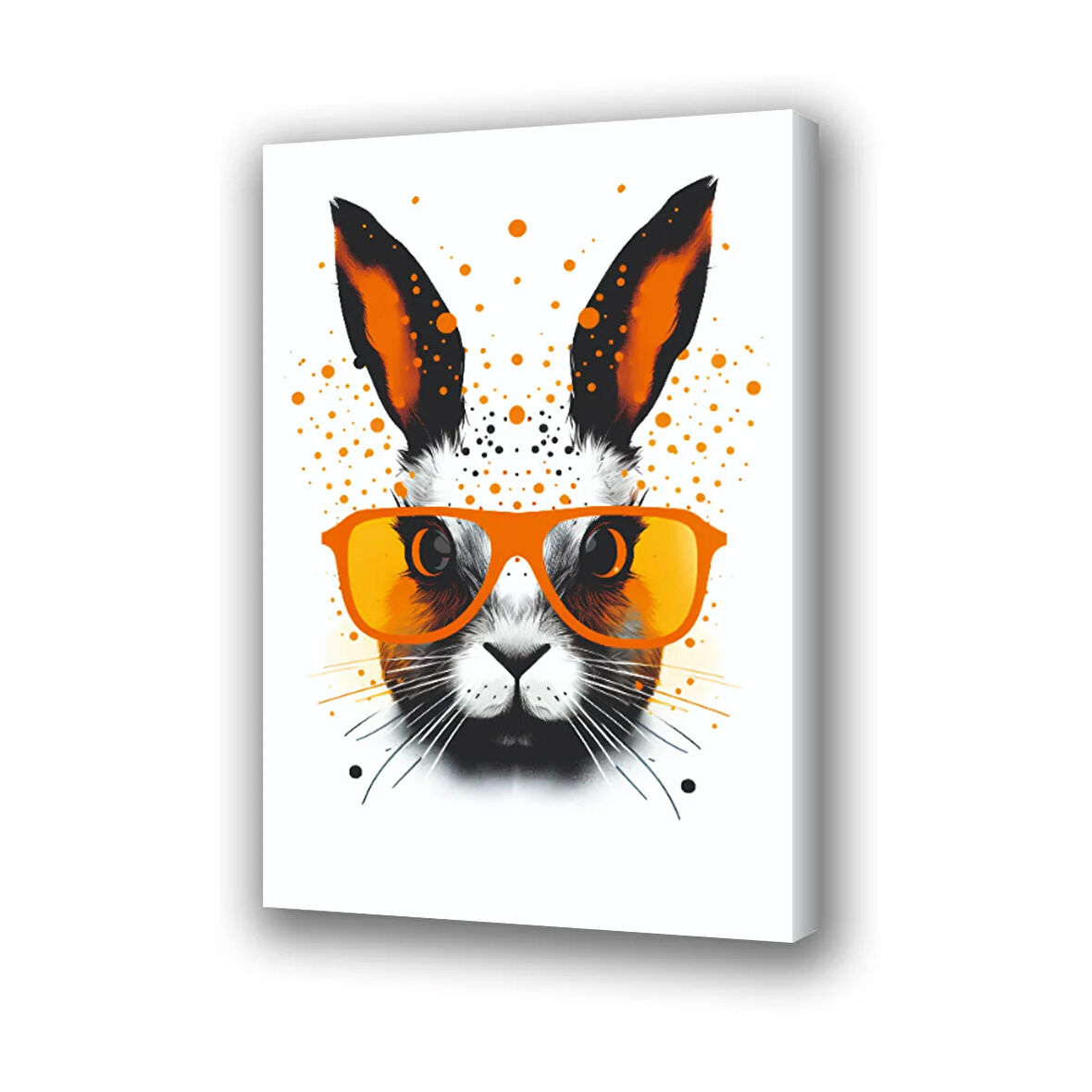 gözlüklü tavşan baskılı kanvas duvar tablosu