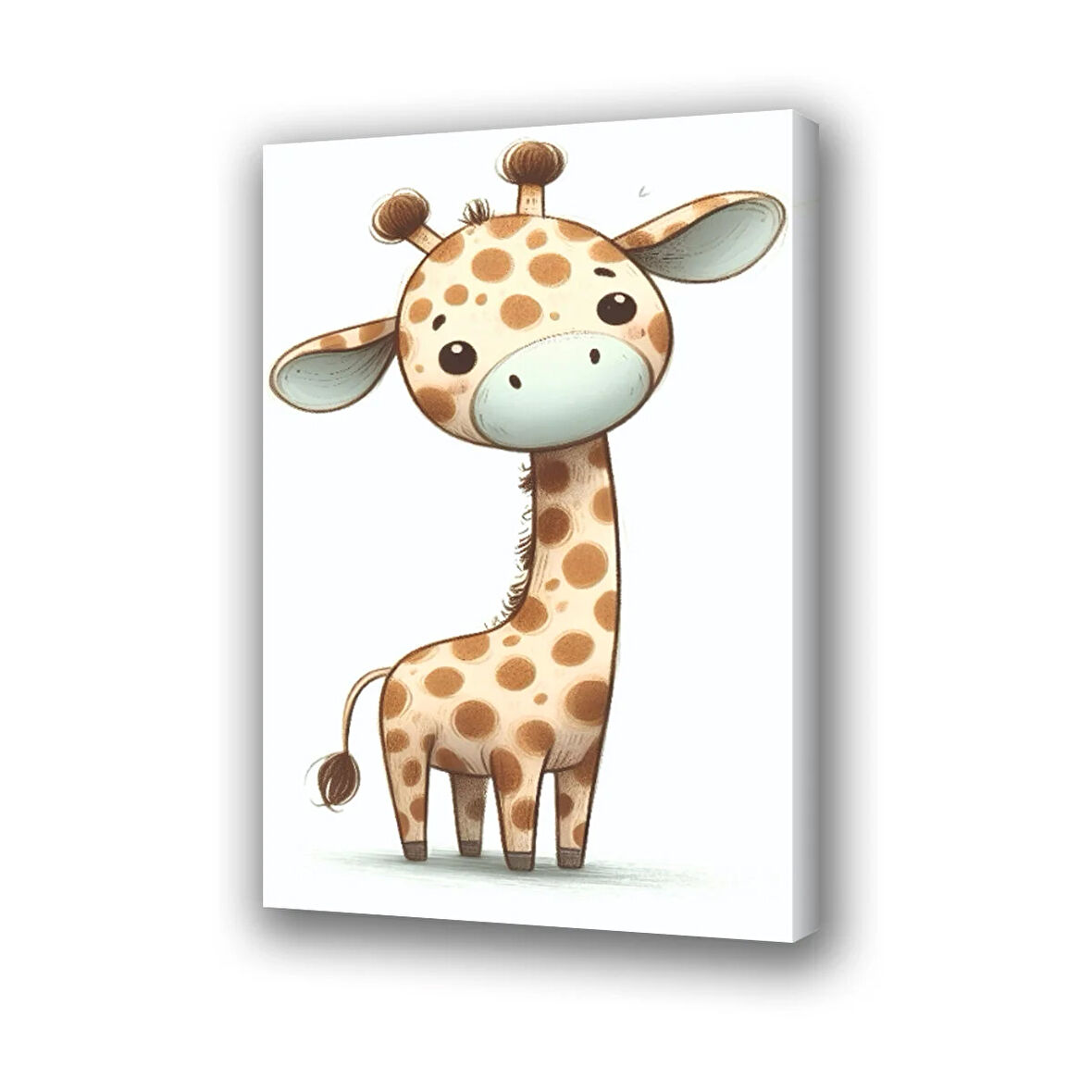 sevimli zürafa baskılı kanvas duvar tablosu