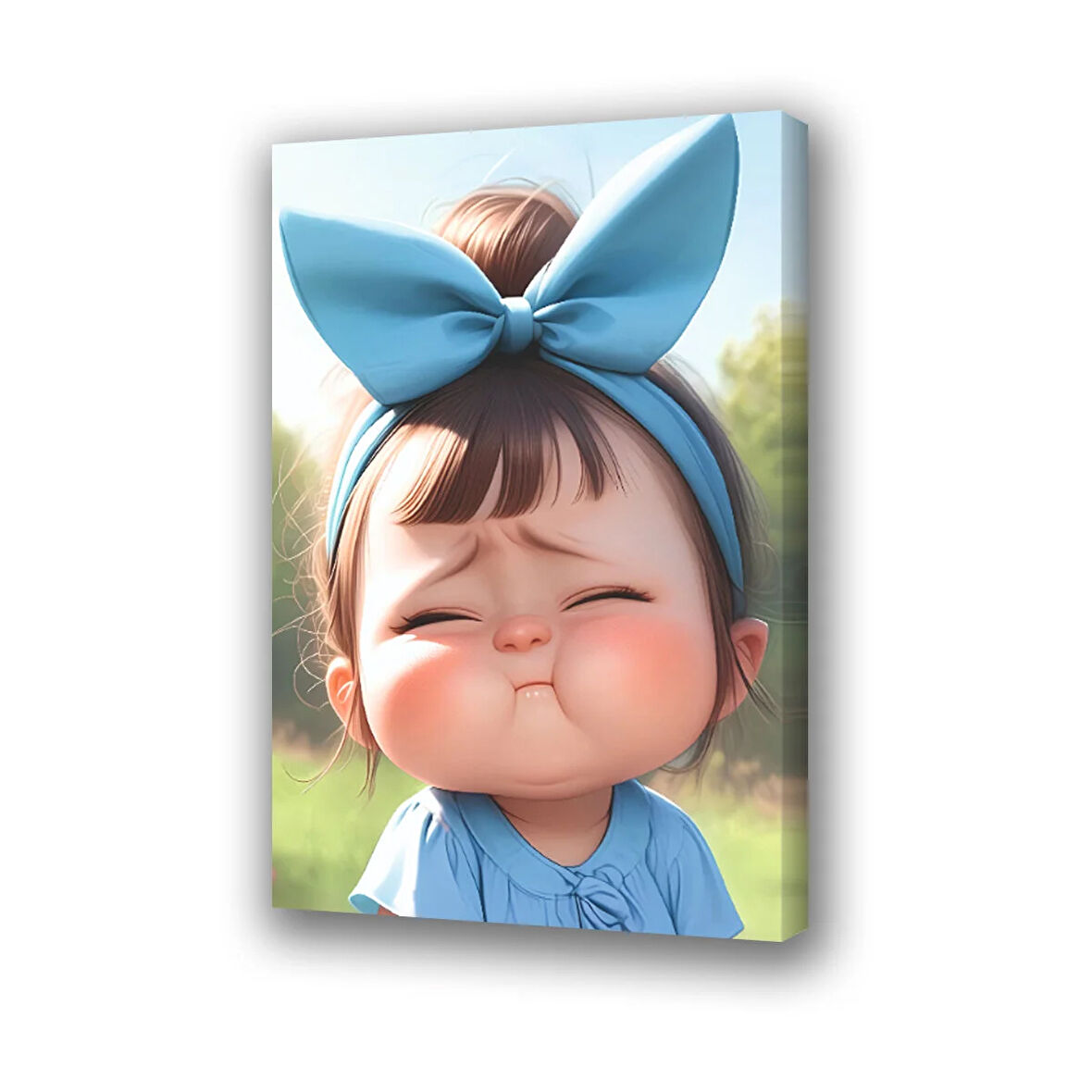 tombul yanaklı kız çocuğu baskılı kanvas duvar tablosu