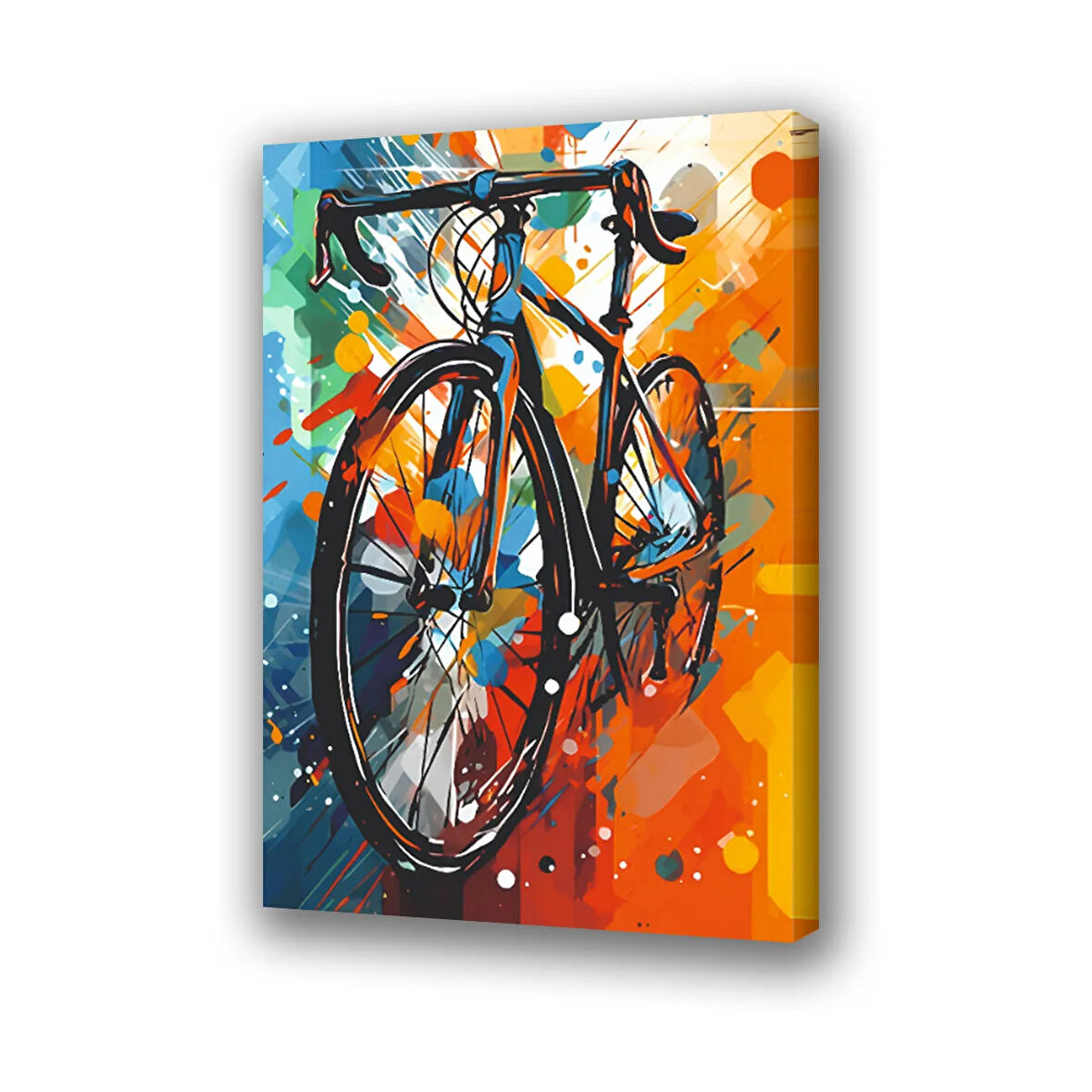 bisiklet renkli desenler baskılı kanvas duvar tablosu