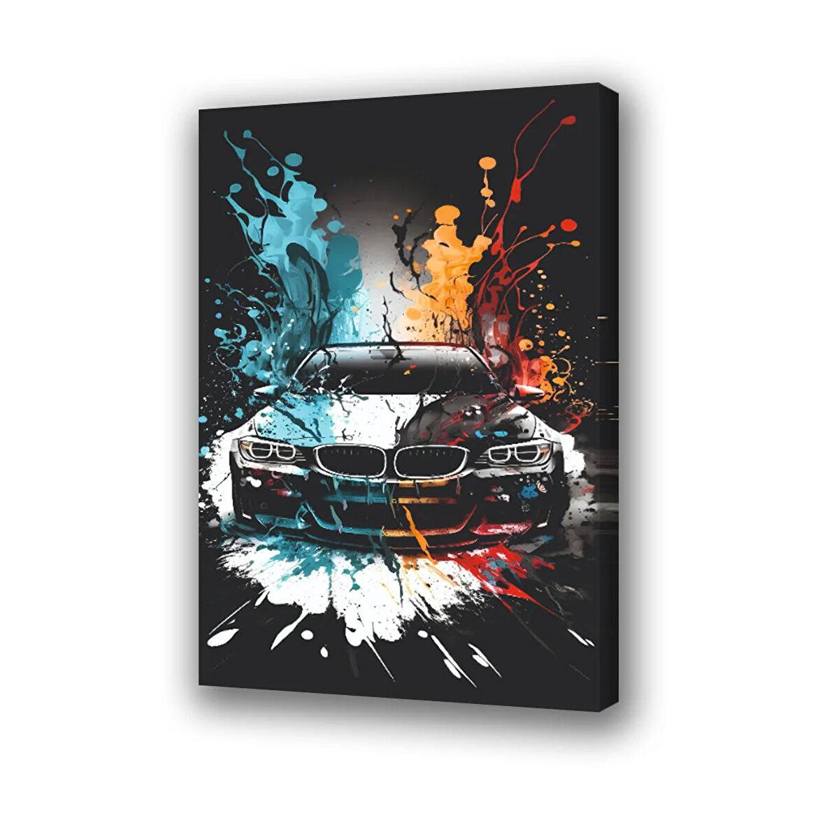 araba boya patlamalı baskılı kanvas duvar tablosu