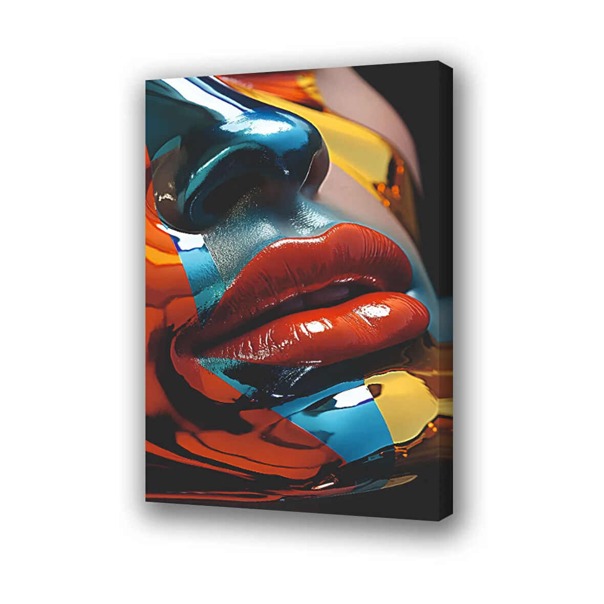 kadın makyaj dudak baskılı kanvas duvar tablosu