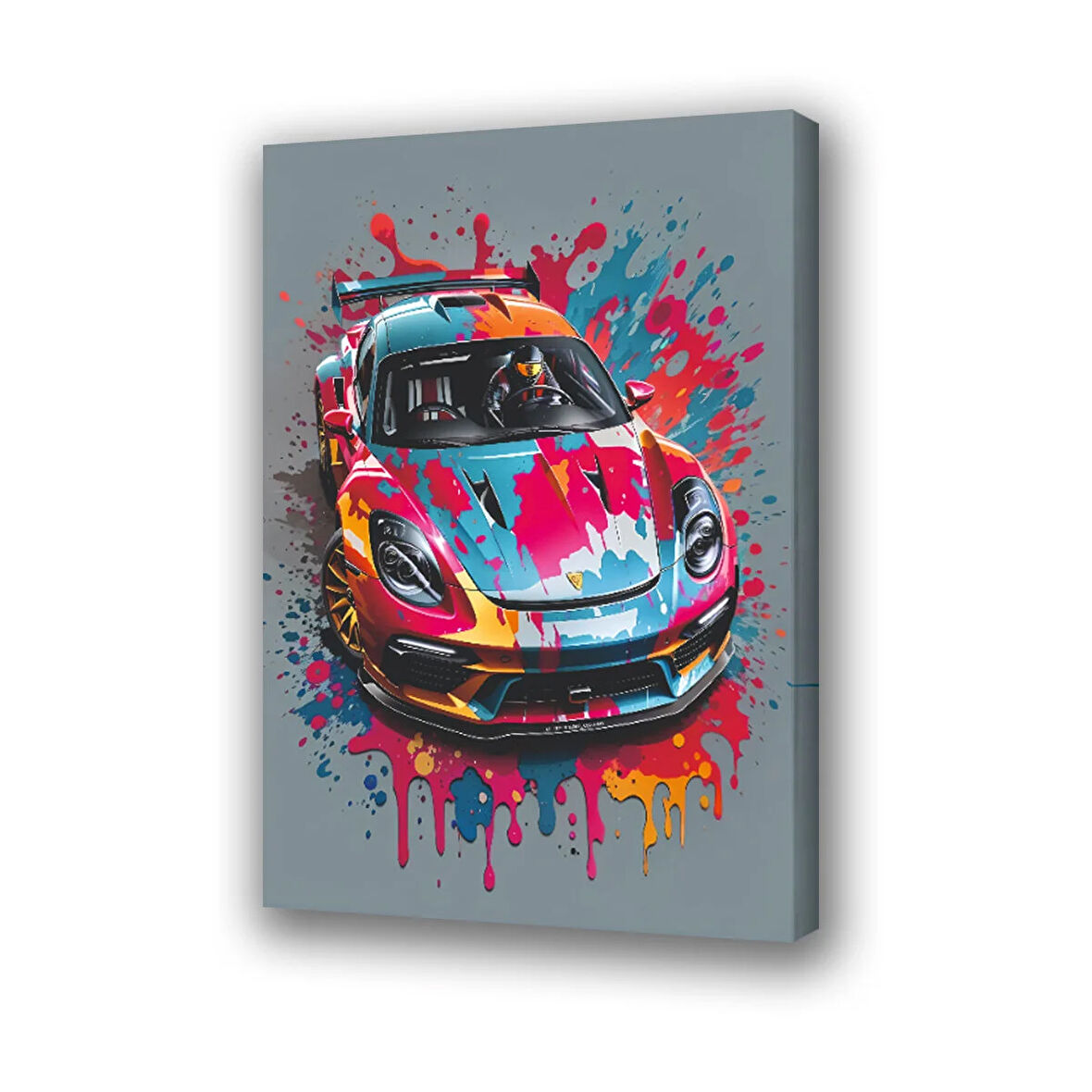 spor yarış arabası boya baskılı kanvas duvar tablosu