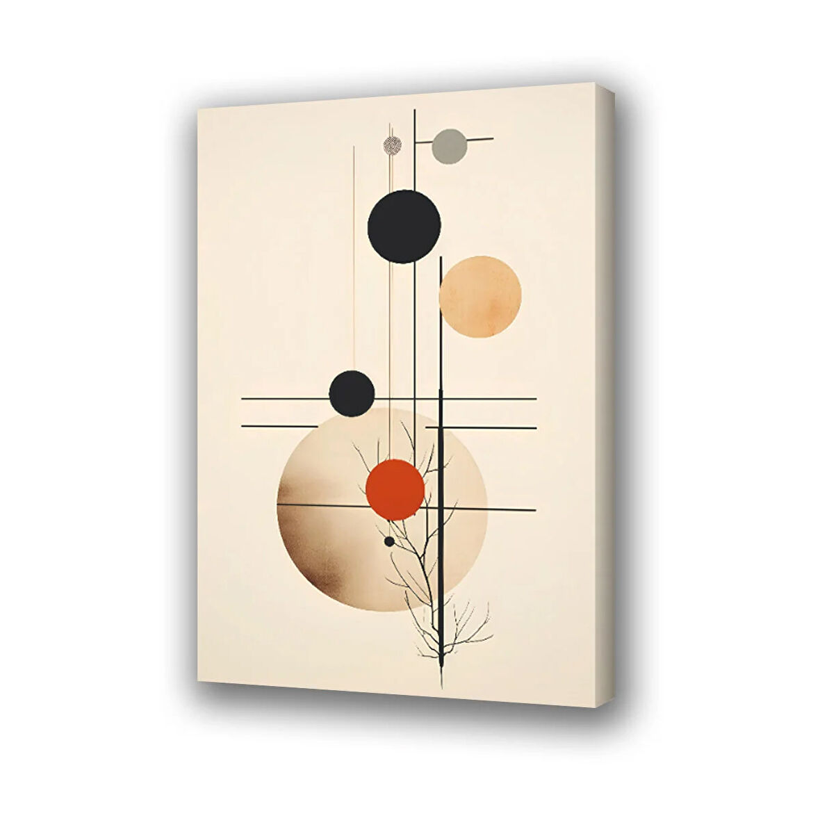 daire matematik dallar baskılı kanvas duvar tablosu