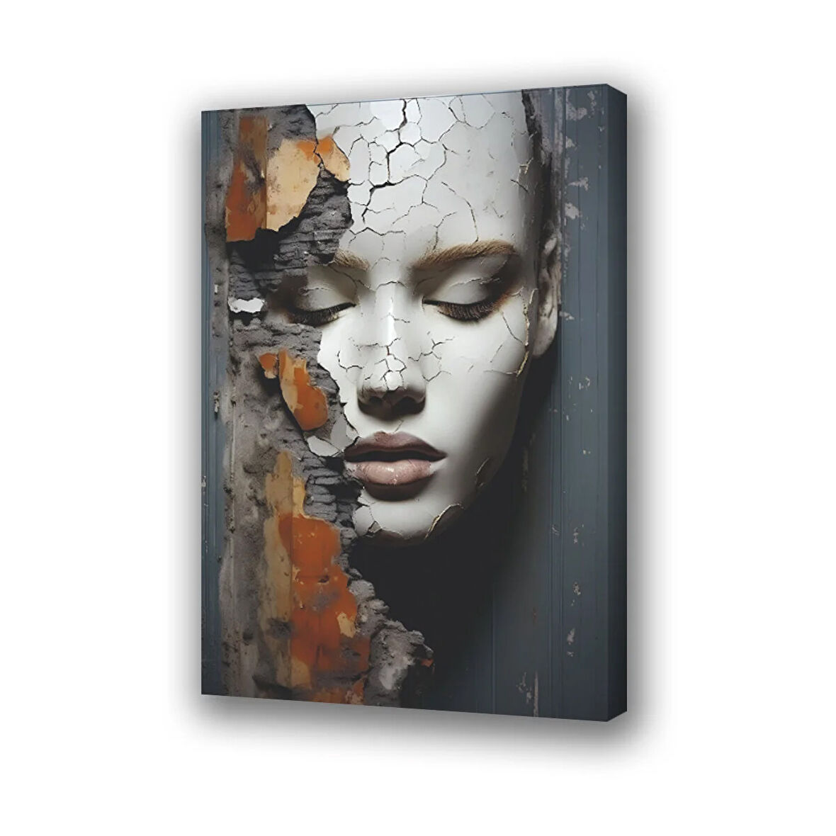 duvar efekti kadın surat baskılı kanvas duvar tablosu