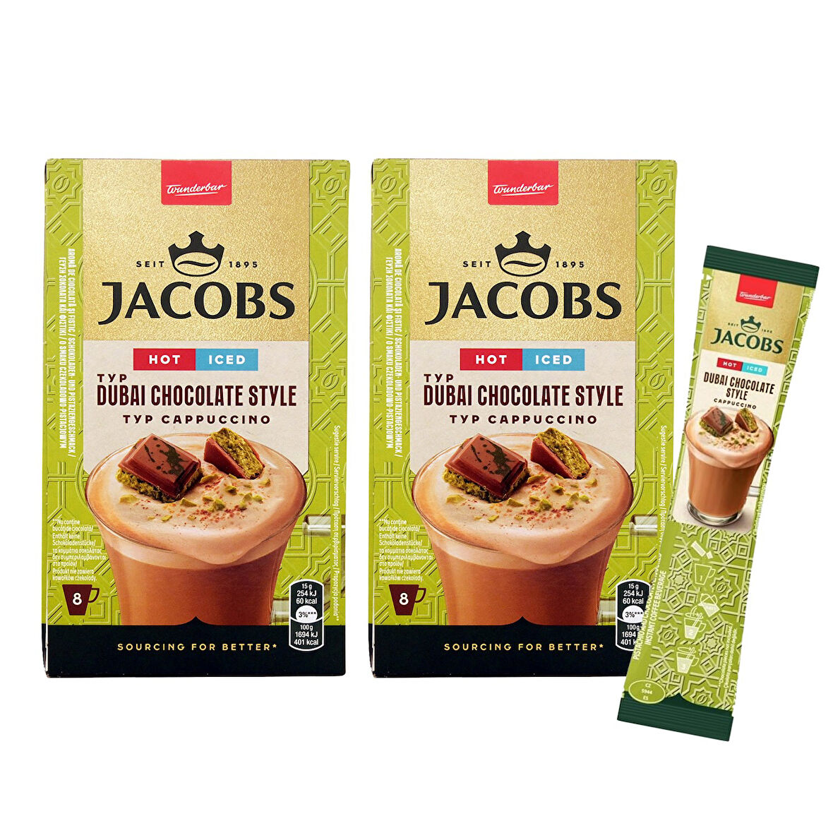 Jacobs Dubai Çikolatalı Cappuccino 19,5 gr 8 li x 2 Kutu (16 Adet)