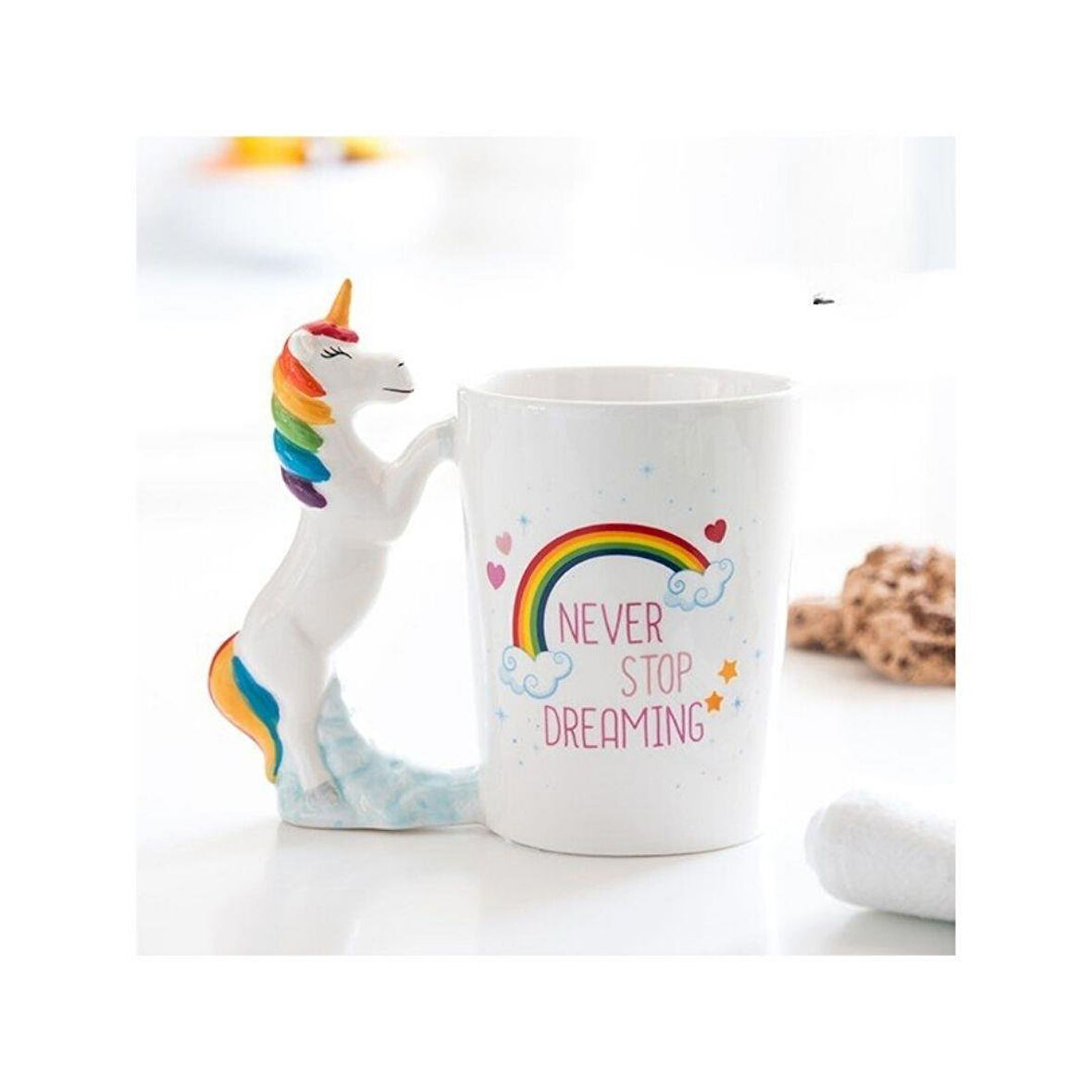 Unicorn Tasarımlı 3D Seramik Kupa Bardak 400 ml