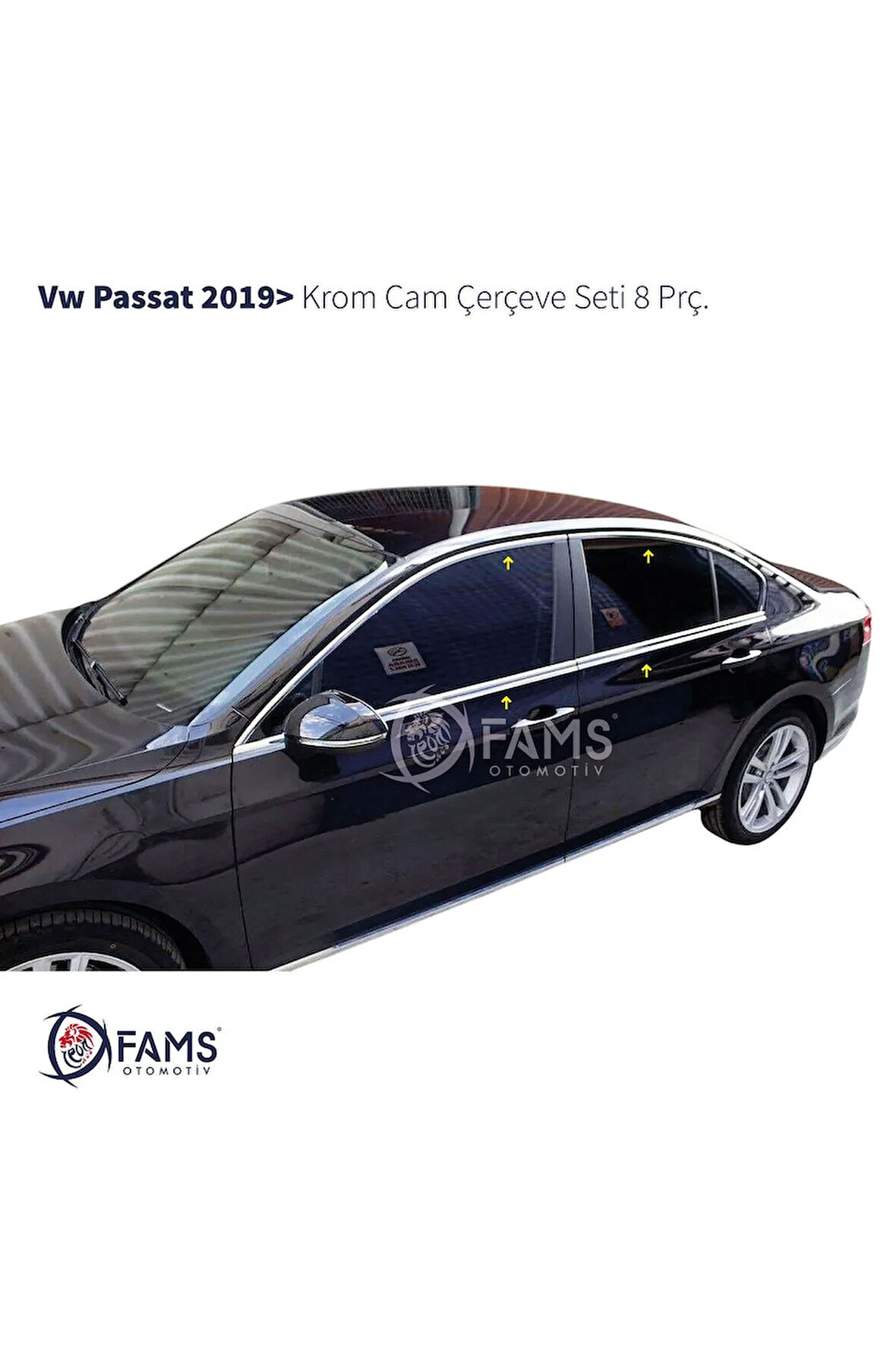 Vw Passat B8.5 Krom Cam Çerçeve Seti 8 Parça 2019 Ve Üzeri Paslanmaz Çelik