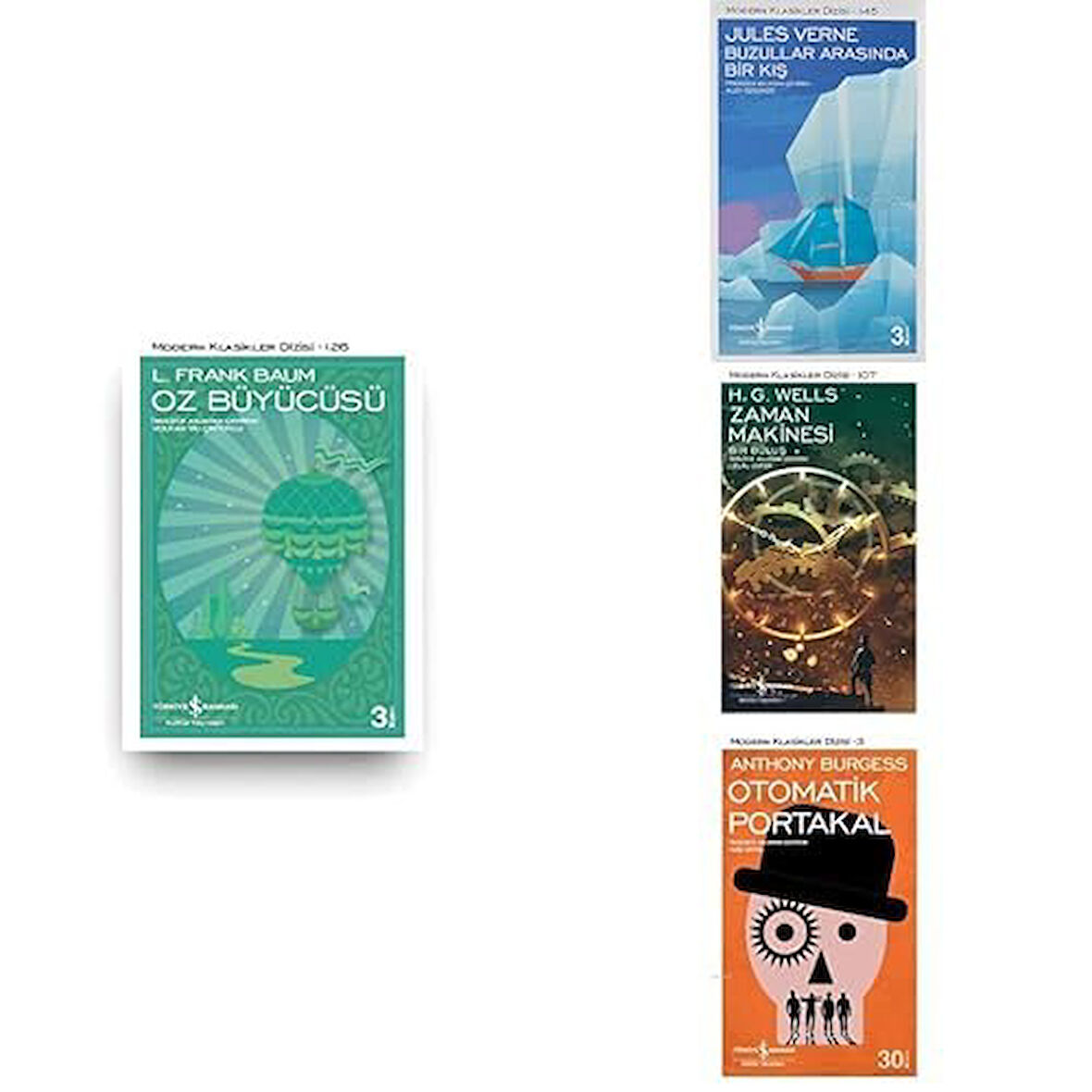 oz buyucu + buzullar arasinda bir kis +zaman makinasi + otomatik portakal =4 set