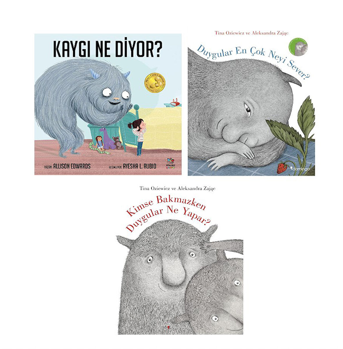 kaygi ne diyor + duygular en cok neyi sever + kimse bakmazken duygular ne yapar=(3 kitap)