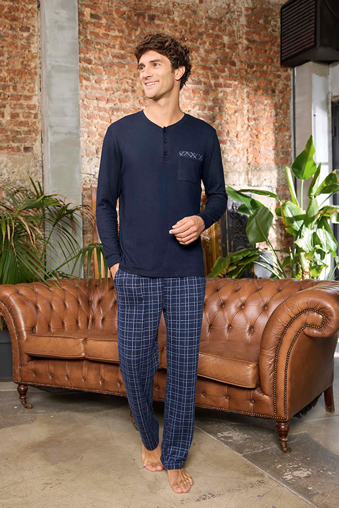 Aydoğan Erkek Aras Kışlık Termal Rahat Lacivert Pijama Takımı 0540