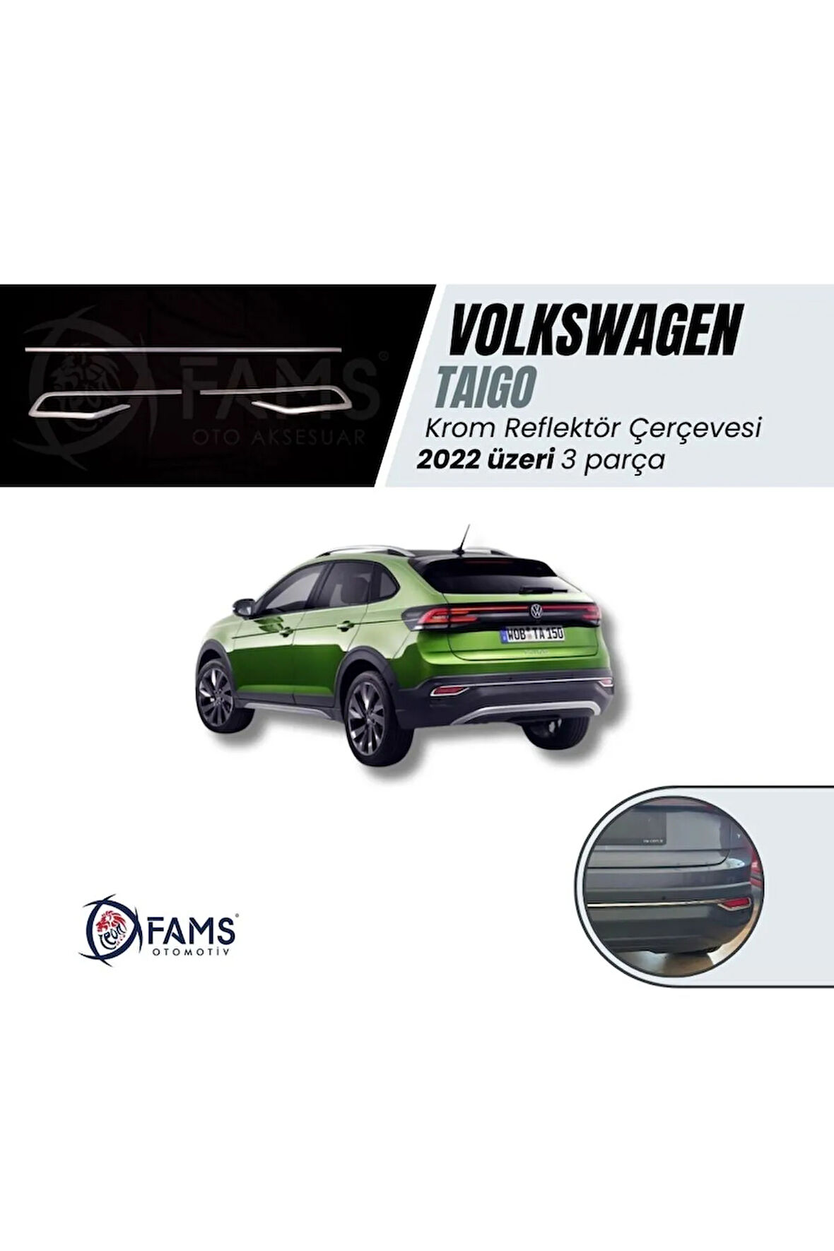 Vw Taigo Krom Reflektör Çerçevesi 3 Prç. 2022> Paslanmaz Çelik