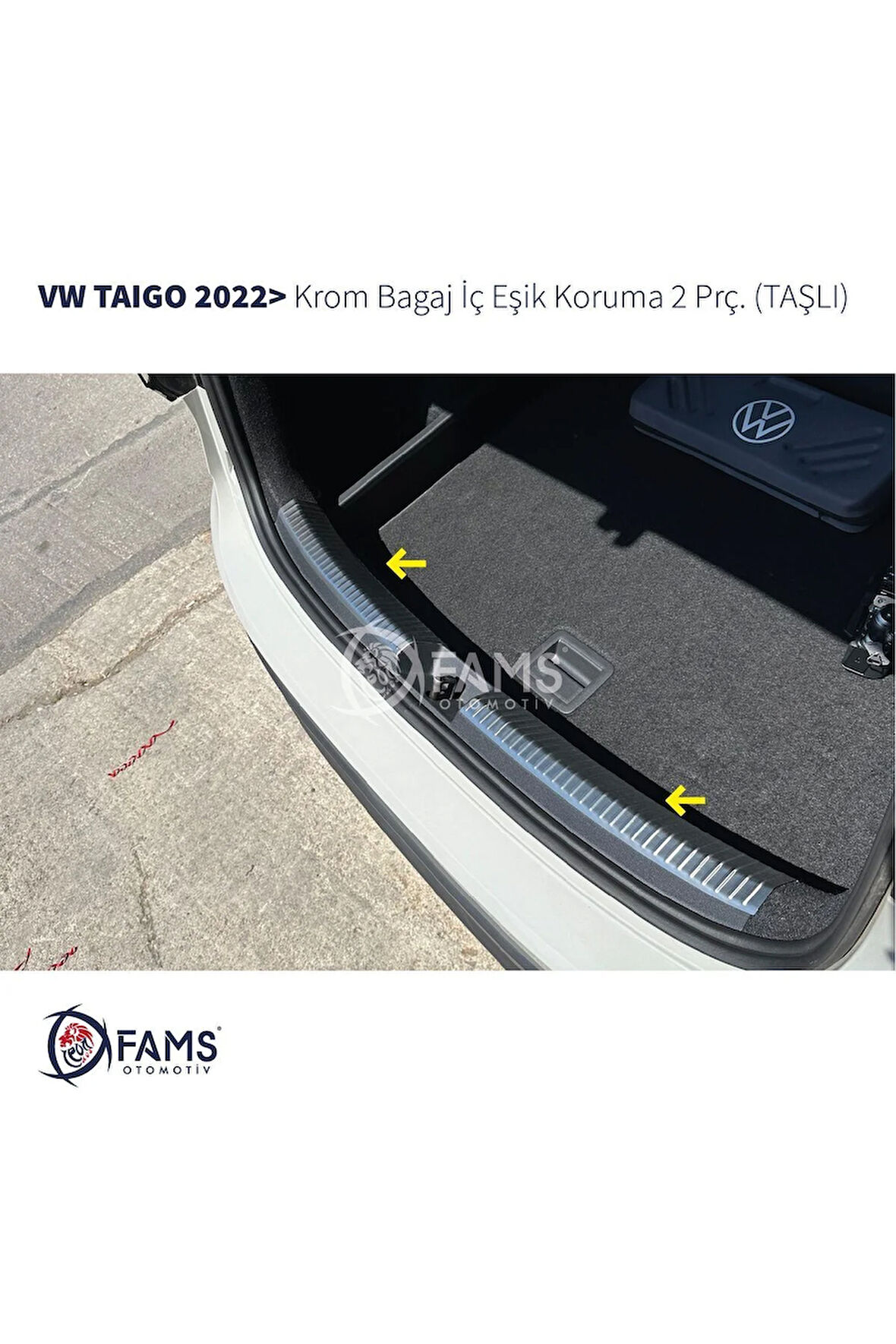 Volkswagen Taigo 2022> Bagaj İç Eşik Koruma (Taşlı) 2 prç. P.Çelik