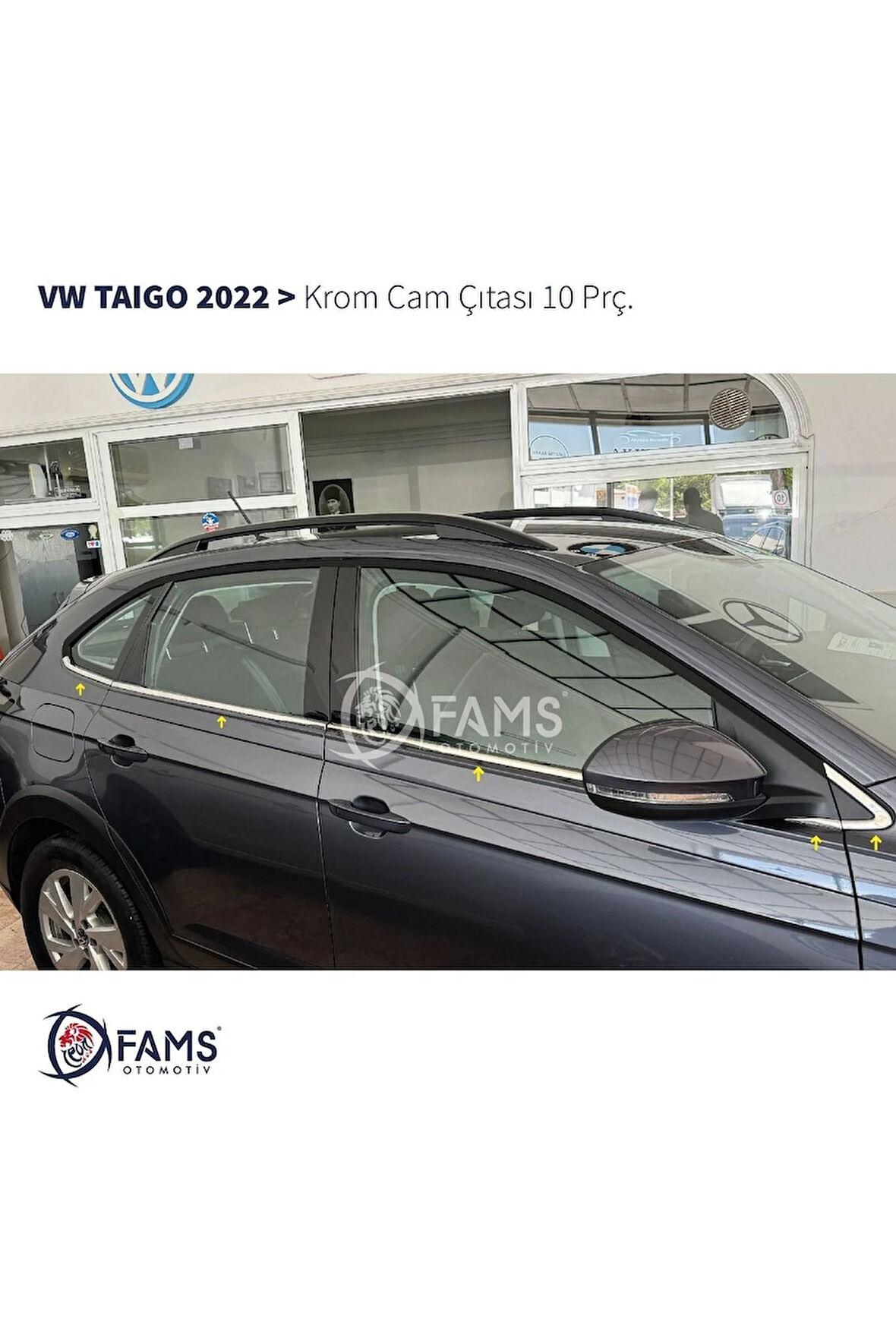 Volkswagen Taigo 2022 > Krom Cam Çıtası 10 Parça Paslanmaz Çelik
