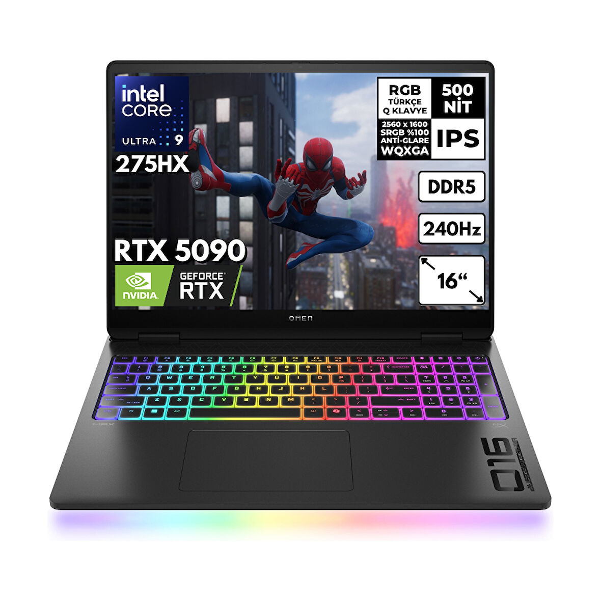 HP Omen Max 16-AH0004NT Ultra 9-275HX 16-GBDDR5 1 TBSSD RTX5090 (24GB-GDDR7) 16" 240Hz 2K WQXGA Freedos Gaming Notebook B92QMEAHMF1