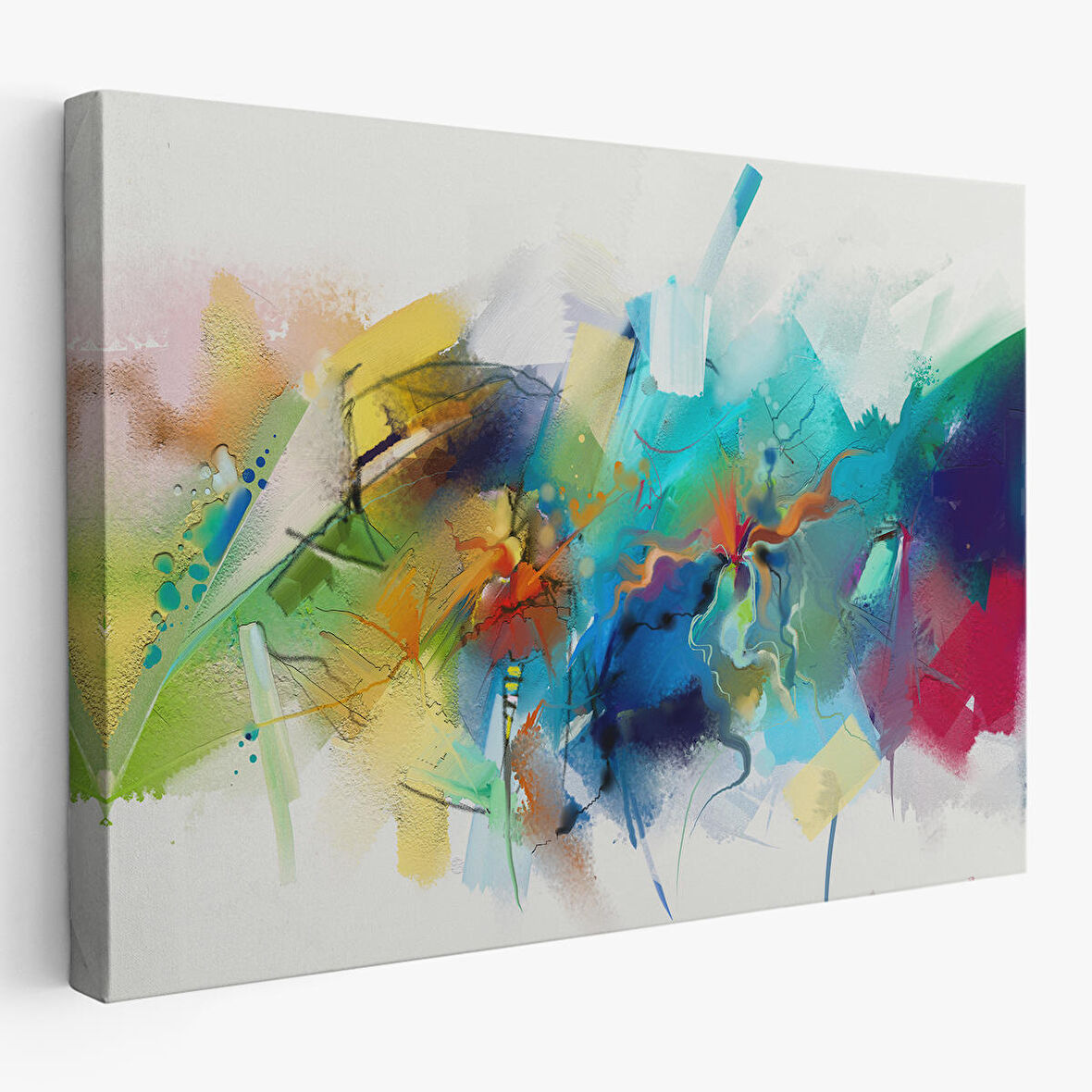 Soyut Fırça Darbeleri İle Yağlıboya Görünüm Dekoratif Kanvas Duvar Tablosu-3561