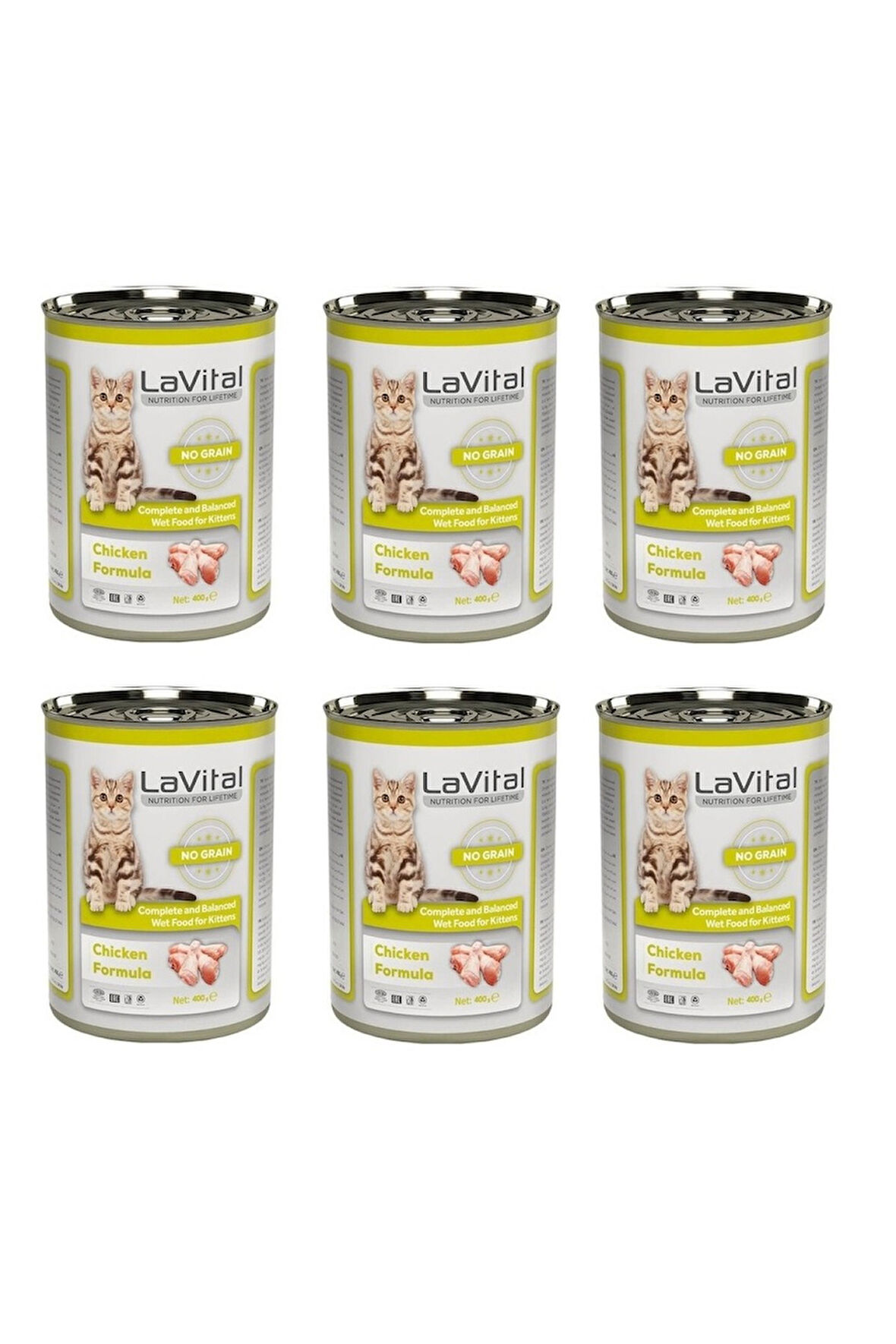 LaVital Kitten Tahılsız Tavuklu Yavru Kedi Konservesi 400 Gr. X 6 Adet
