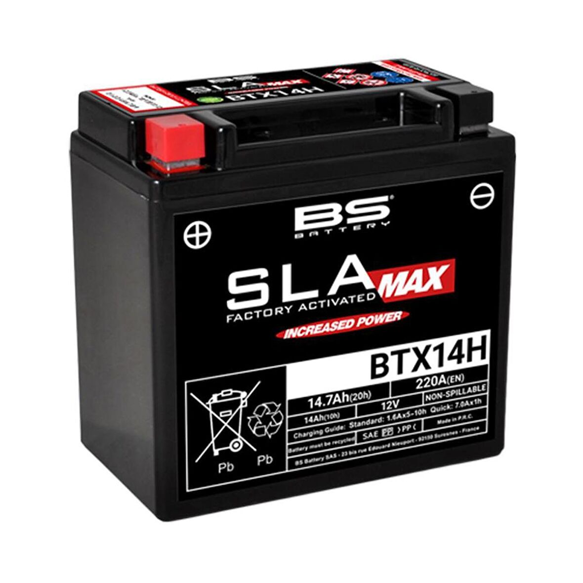 BS BATTERY BTX14H (SLA MAX) Motosiklet Aküsü SLA MAX Tipi