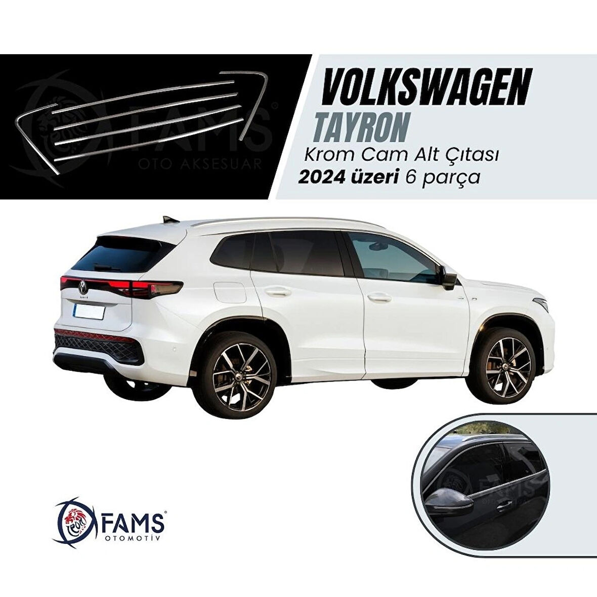 VW TAYRON Uyumlu Cam Alt Çıtası 6 Prç. 2024 Üzeri P.Çelik