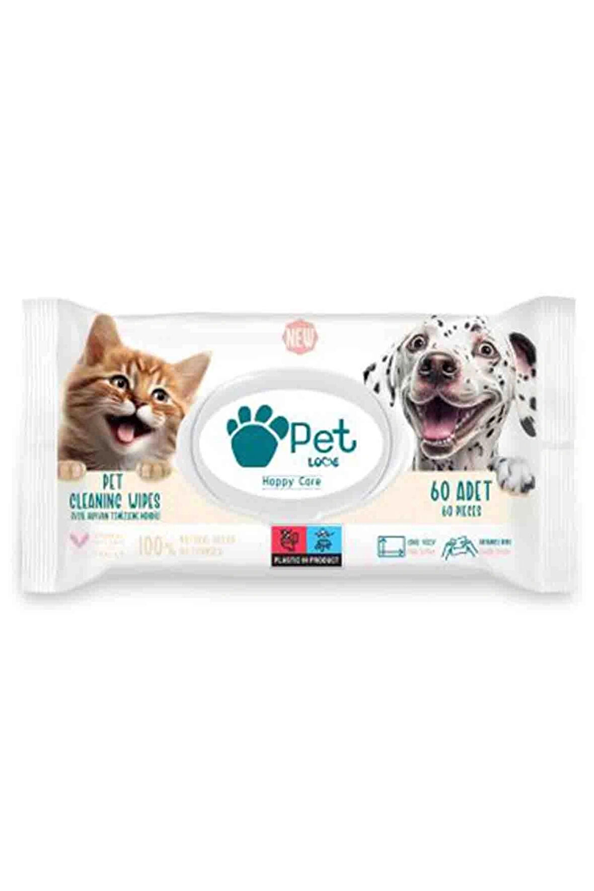 Pet Love Evcil Hayvan Temizleme Mendili 60 Adet