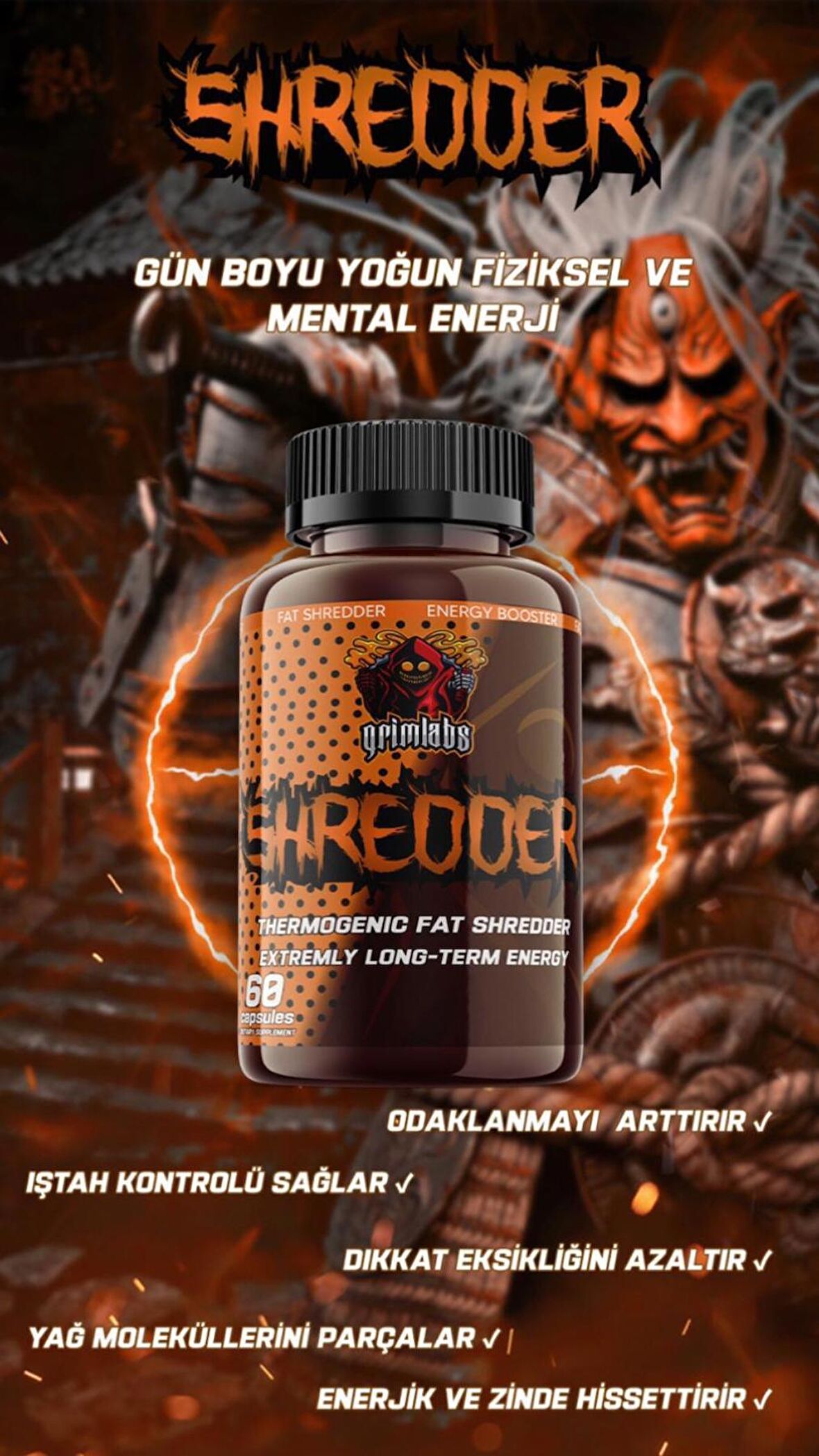 GRİMLABS Shredder Fat Burner Yağ yakıcı 30 KAPSÜL