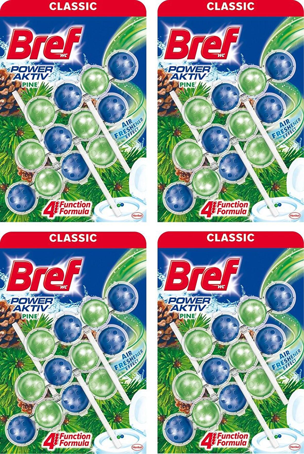 Bref Power Aktif Çam Kokulu 3'lü Katı Klozet Koku Giderici x 4 Adet