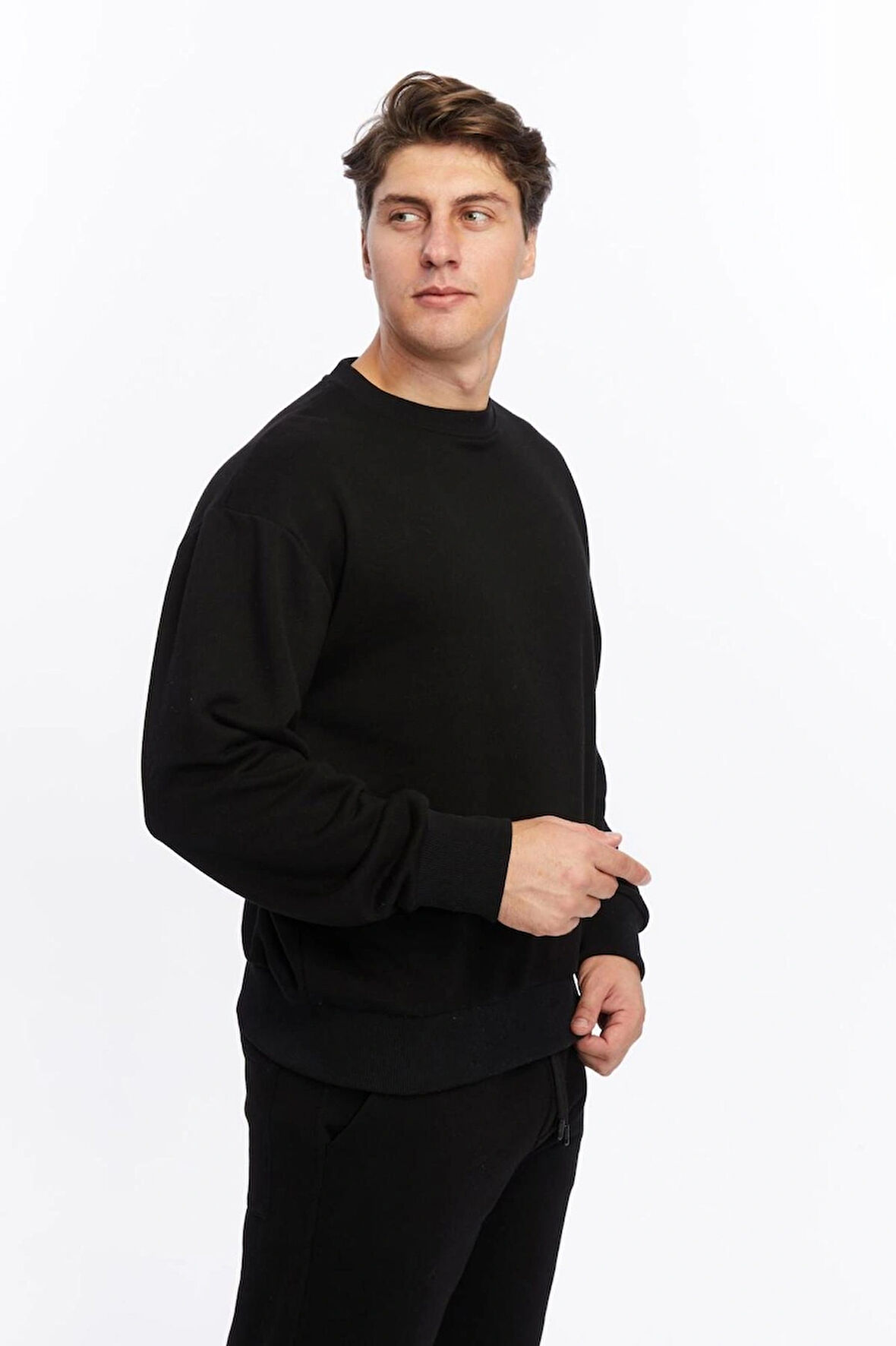 sentodesign Basic Düz Uzun Kollu Oversize Kışlık Sweatshirt