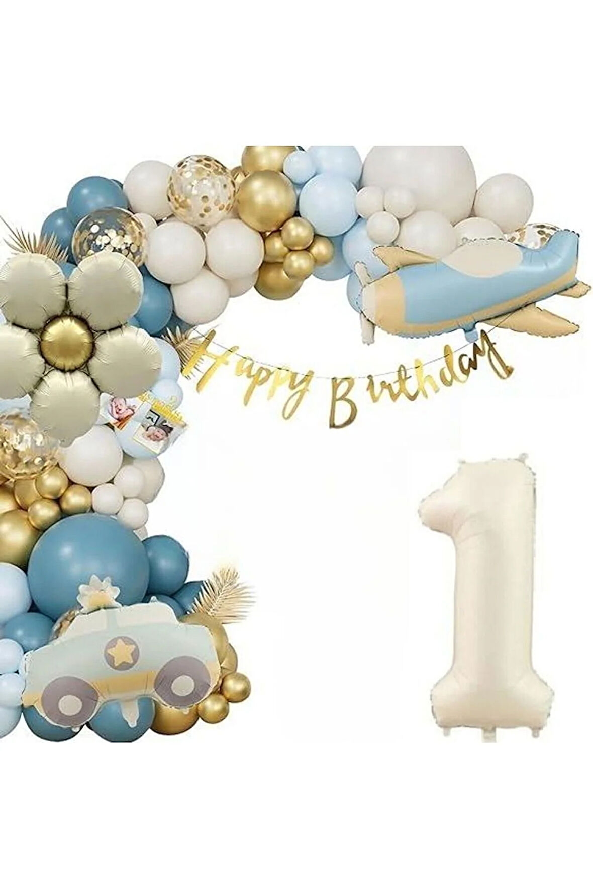 UÇAK ARABASI PAPATYA FOLYOLU YAŞ BALON SET