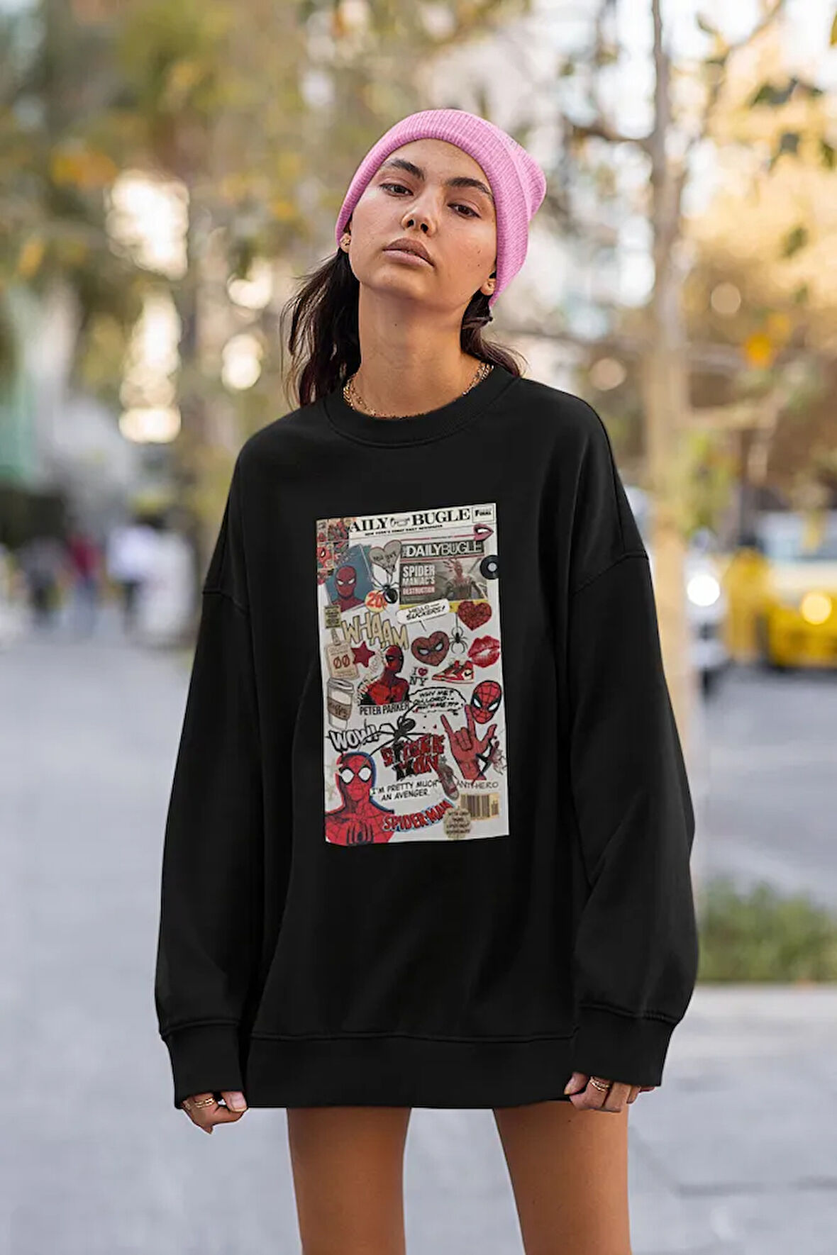 Daily Bugle Örümcek Adam Tasarım Baskılı Unisex Oversize Sweatshirt