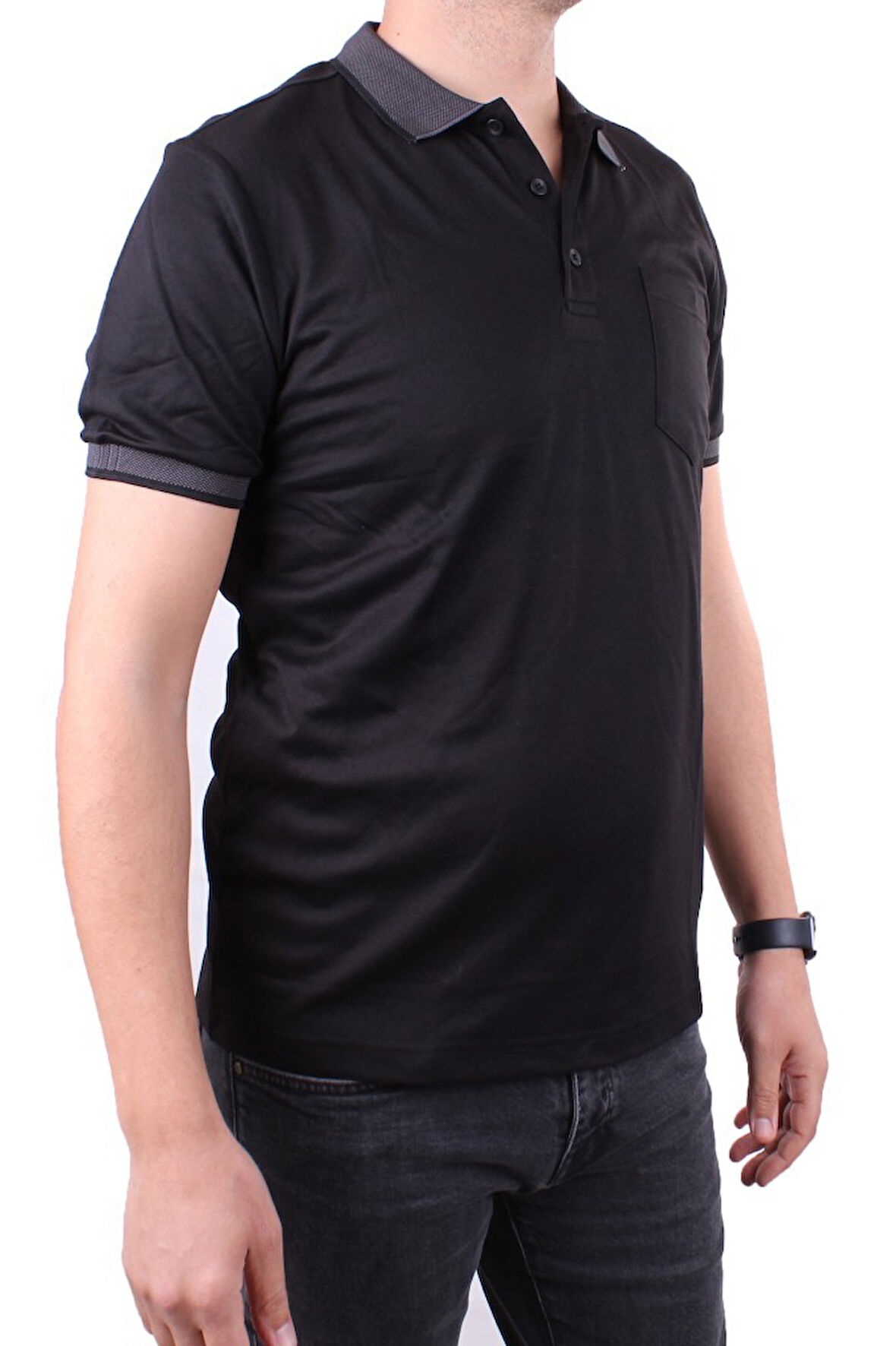 Twister 2304 Siyah Günlük Kısa Kol Normal Kesim Pamuklu Polo Yaka Erkek Tişört