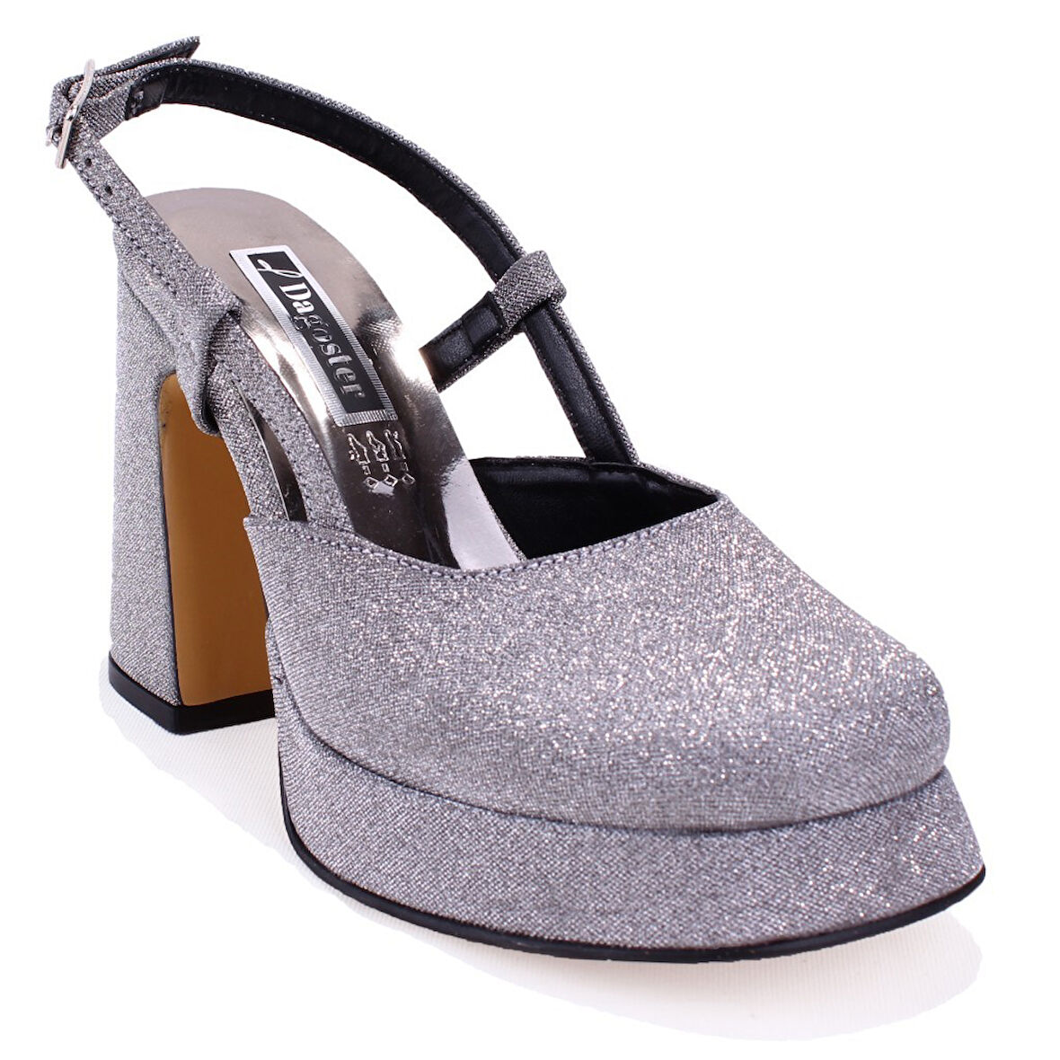 Dagoster DZA07-337560 Platin Simli  Platform Topuklu Kadın Ayakkabı