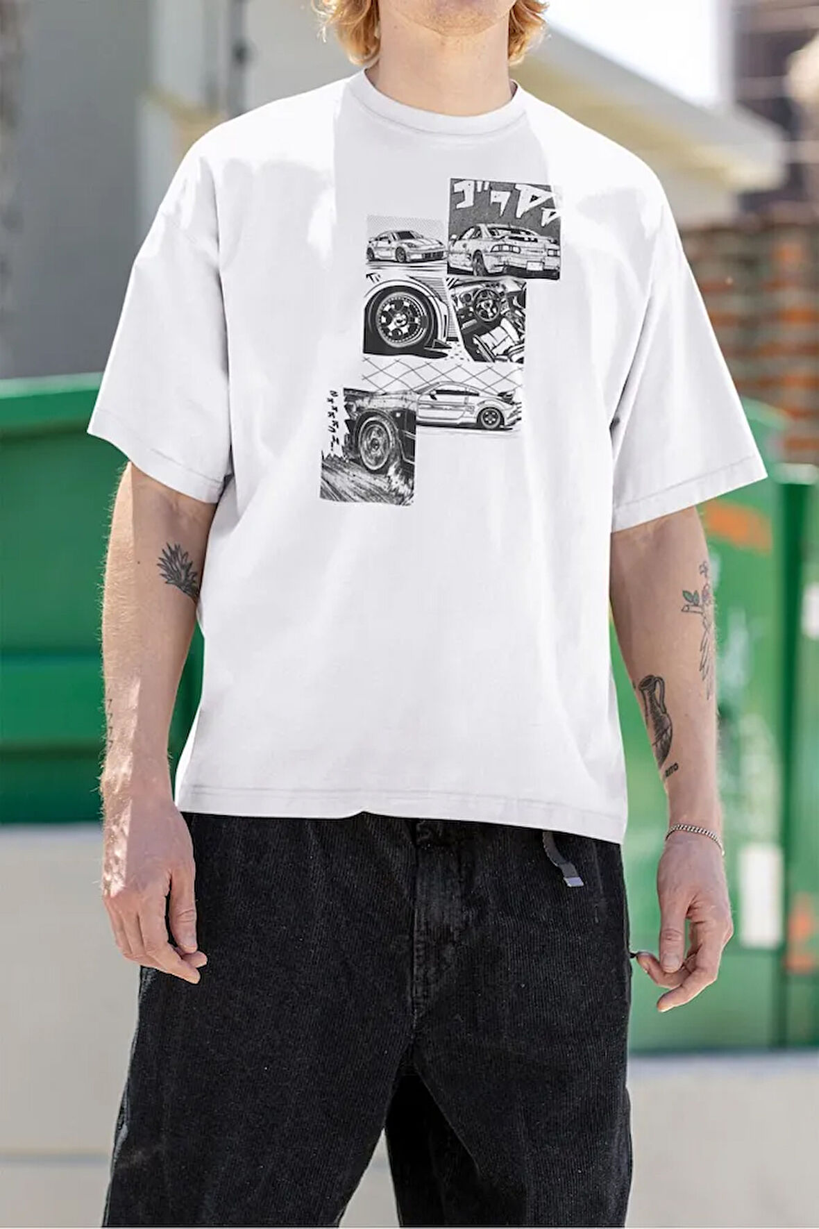 Araba Temalı Oversize Unisex Tişört