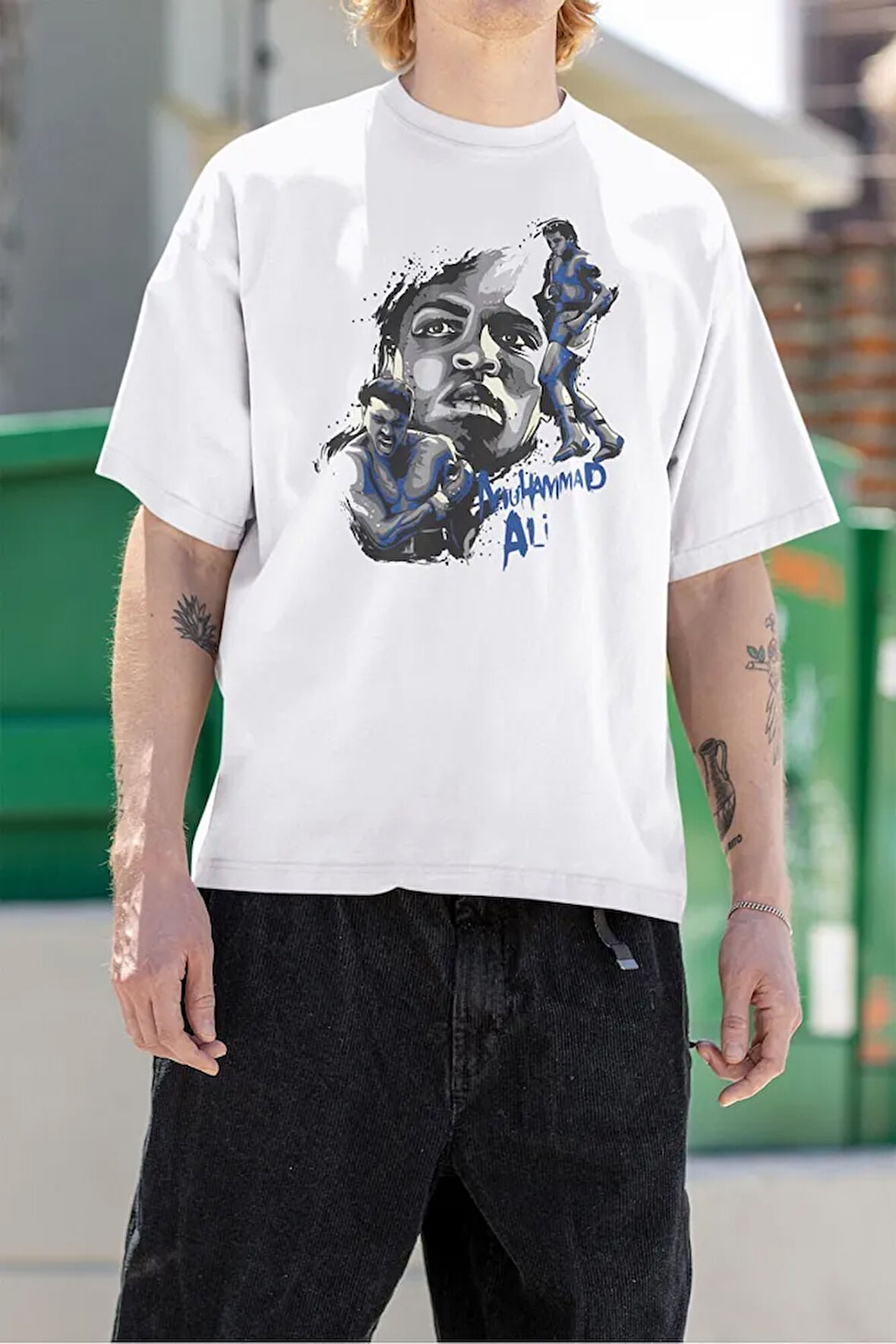 Muhammed Ali Clay Baskılı Unisex Tasarım Tişört, Oversize Efsane Boksör Tişört